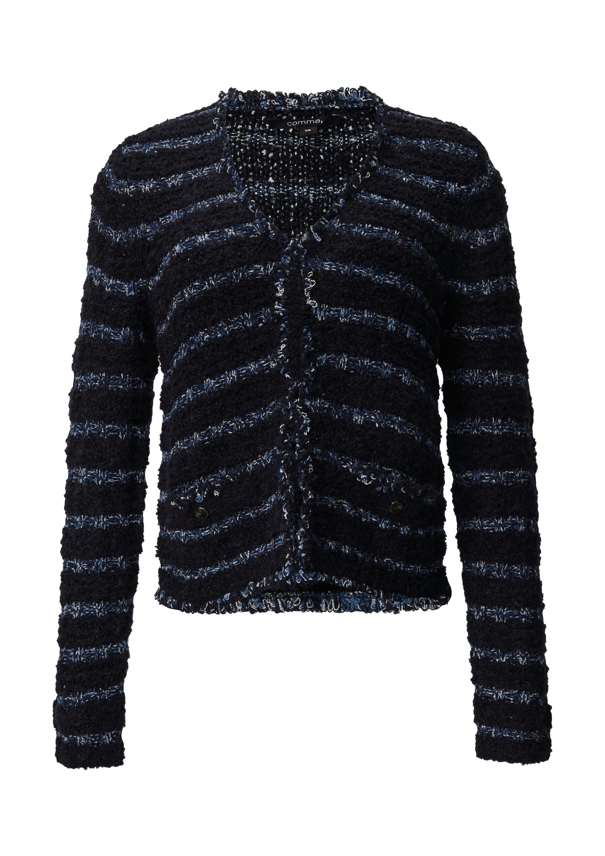 comma Cardigan Strickjacke Strickjacke aus Effektgarn mit Fransen