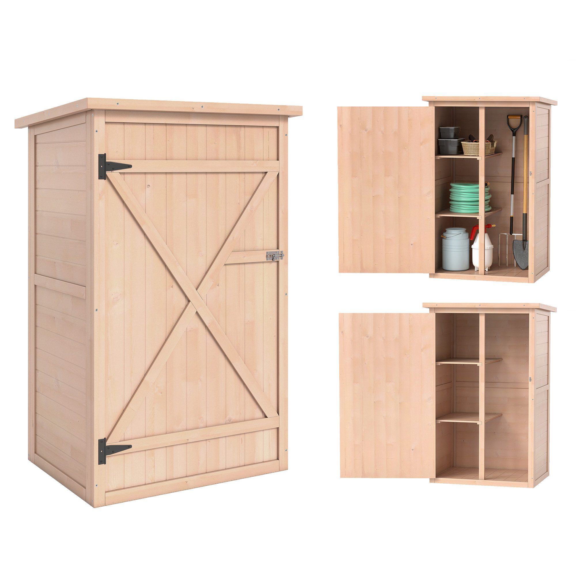 Outsunny Gerätehaus Gartenhaus, Geräteschuppen mit Regalböden, BxT: 75x56 c günstig online kaufen