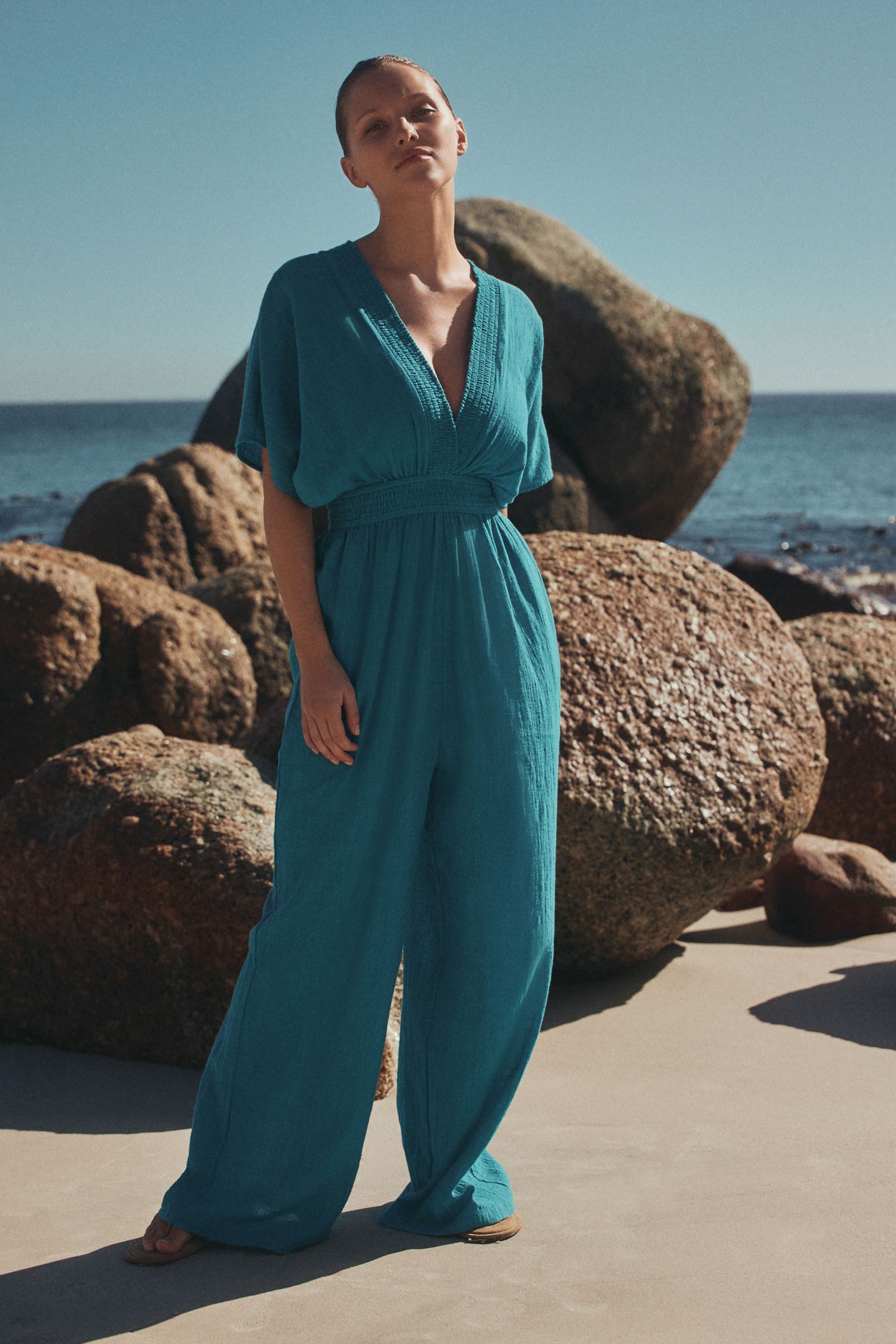 Next Jumpsuit Jumpsuit mit Ärmeln und weitem Beinschnitt (1-tlg) – Bild 5 von 5