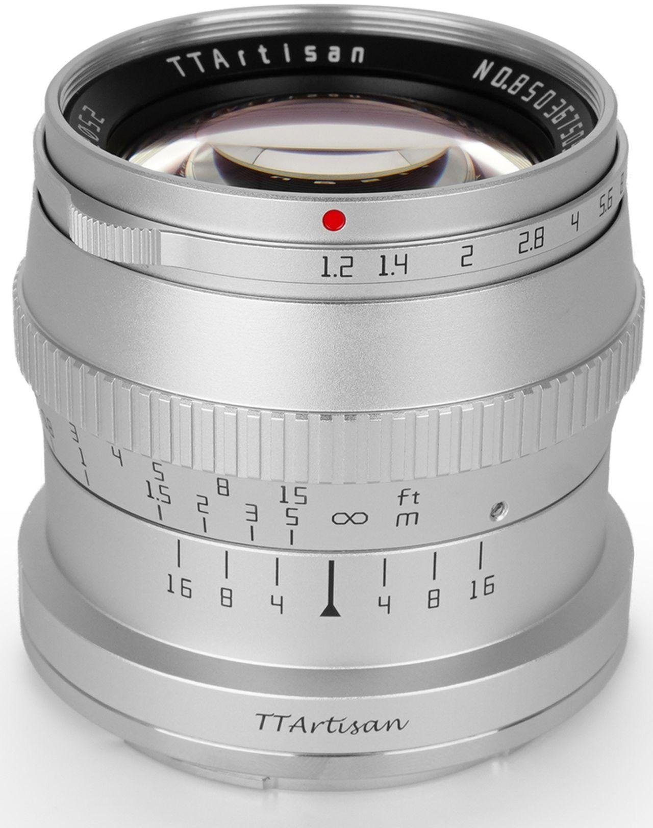 silber Objektiv 50mm für f1,2 TTArtisan Nikon Z