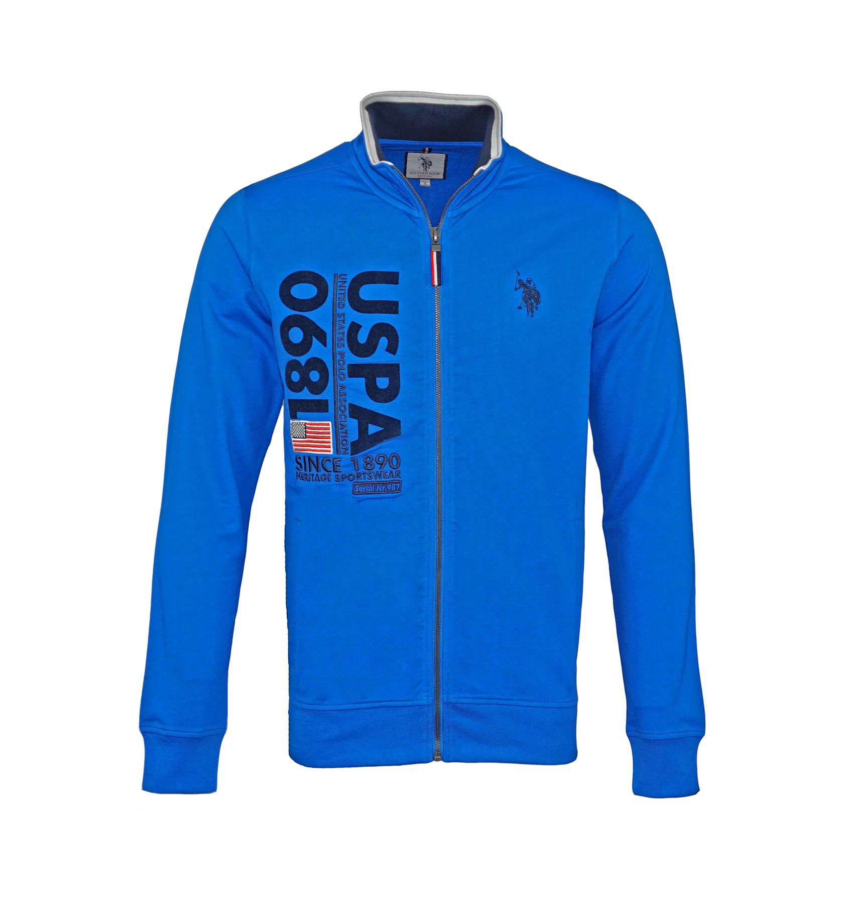U.S. Polo Assn Sweatjacke Jacke Sweatjacket Full Zip Polojacke mit (1-tlg) blau