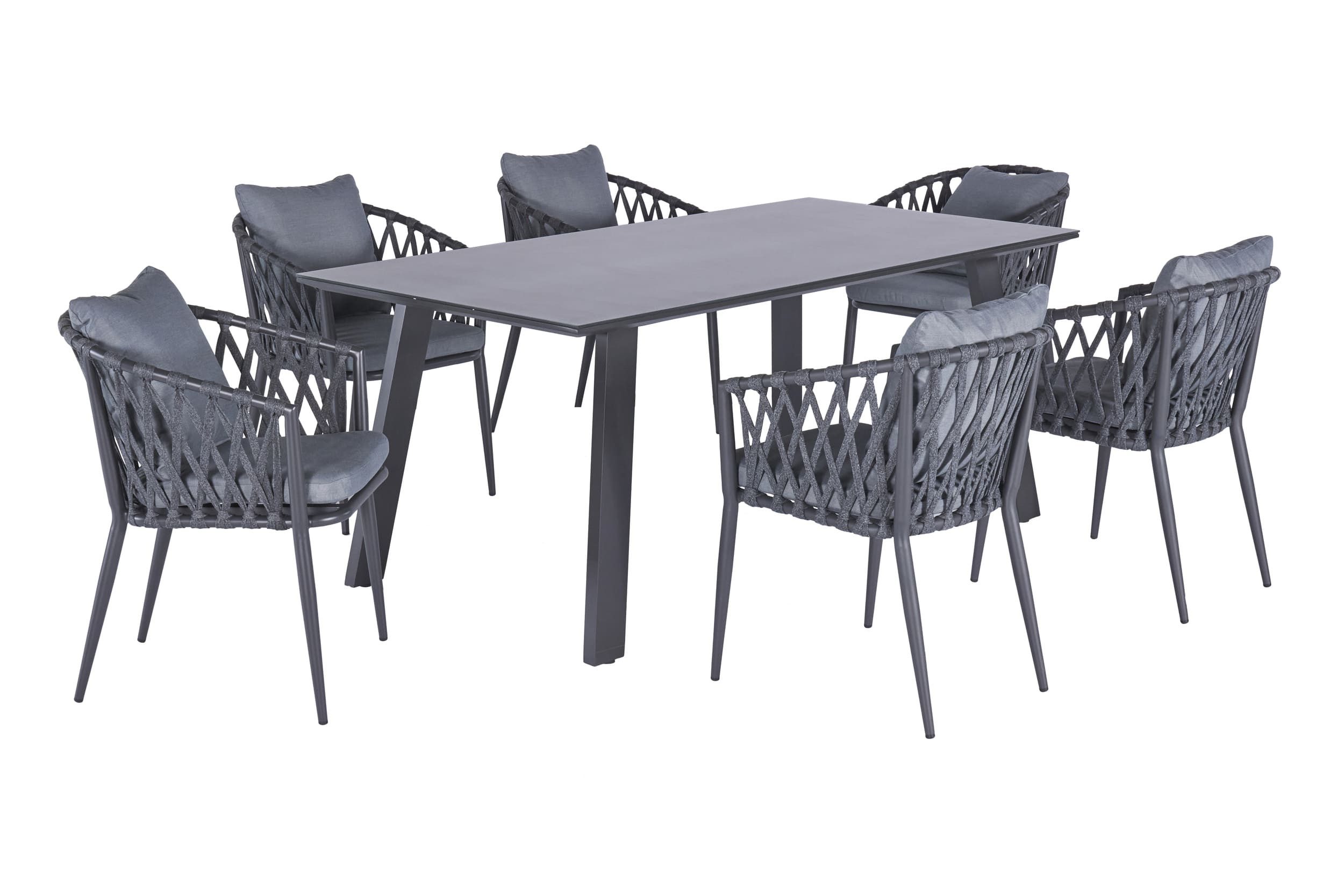 LC Garden Garten-Essgruppe »Sunrepo« II Gartenset 7tlg. Anthrazit Esstisch 180x100cm