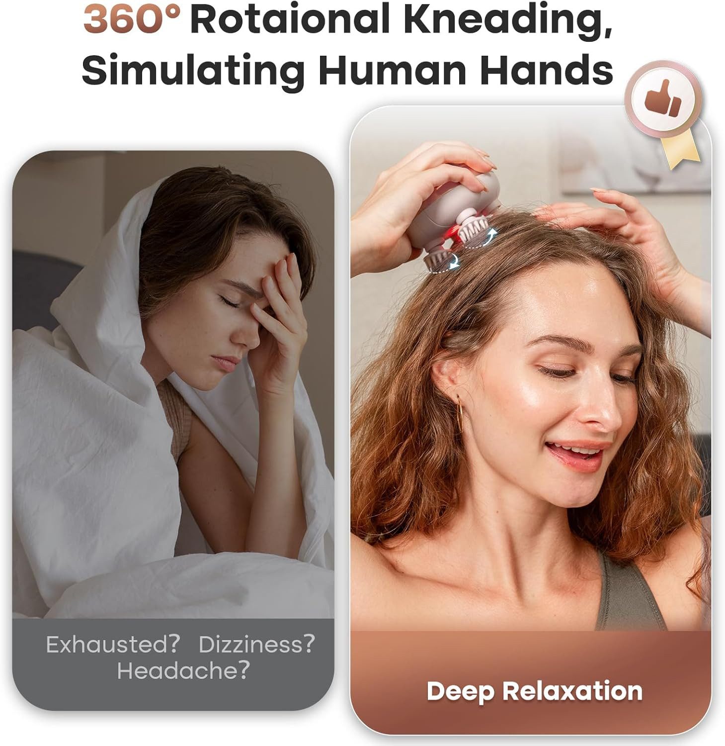 Fyrove Massagegerät Elektrisches Kopfmassagegerät mit 8 Massageköpfen, 2 Modi, Rotlichtpflege & IPX6 Wasserschutz – Kabelloser Scalp Massager, für Kopfhaut, Ent – Bild 3 von 5