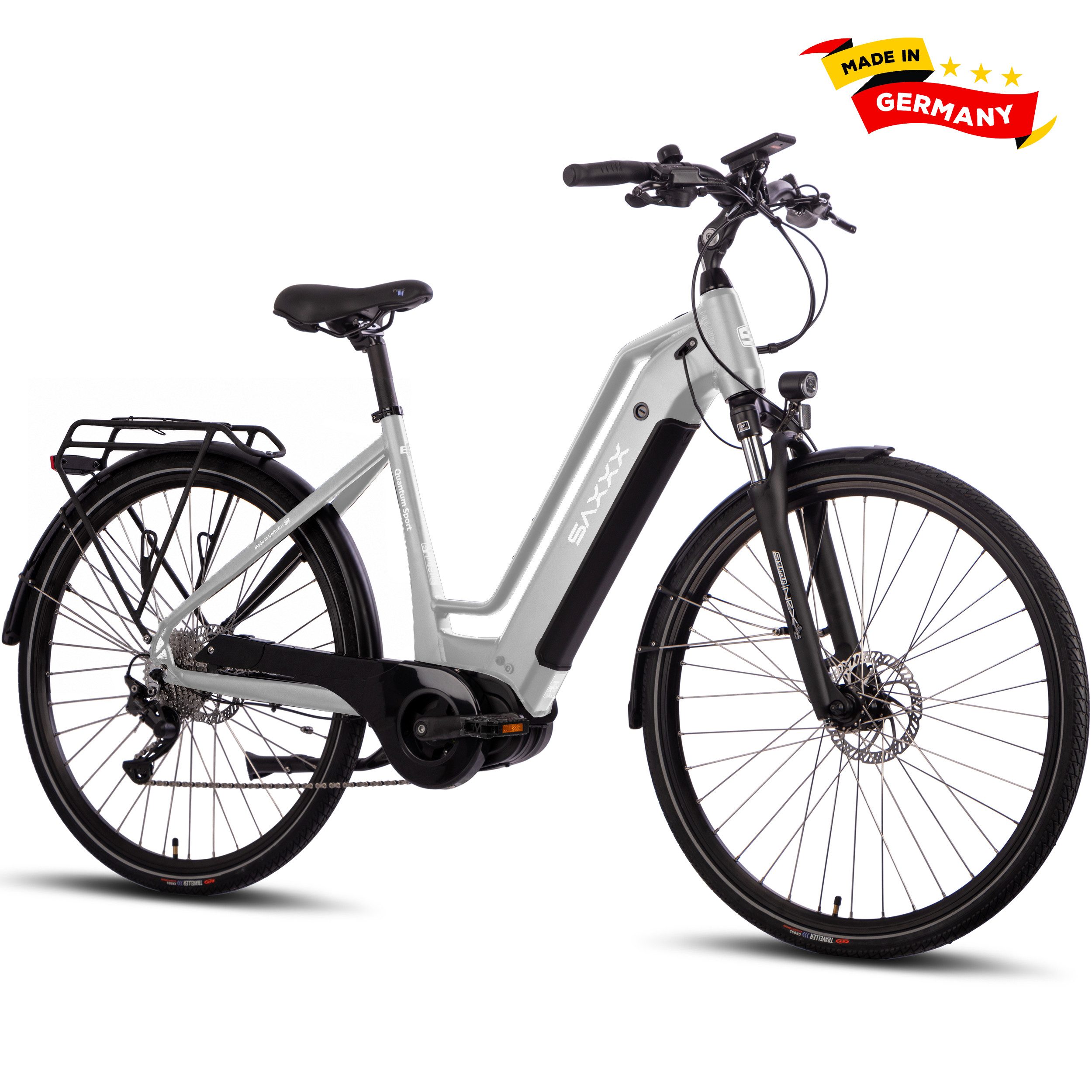 SAXXX E-Bike Cityrad 28 Zoll, 80Nm Mittelmotor, 100km, Elektrofahrrad für Damen Herren, 10 Gang SHIMANO Deore Schaltwerk, Kettenschaltung, Mittelmotor, 540 Wh, (Für Stadt, Arbeitsweg und Freizeit, 95 % vormontiert), Trekkingrad, 5 Stufen und Anfahrhilfe,