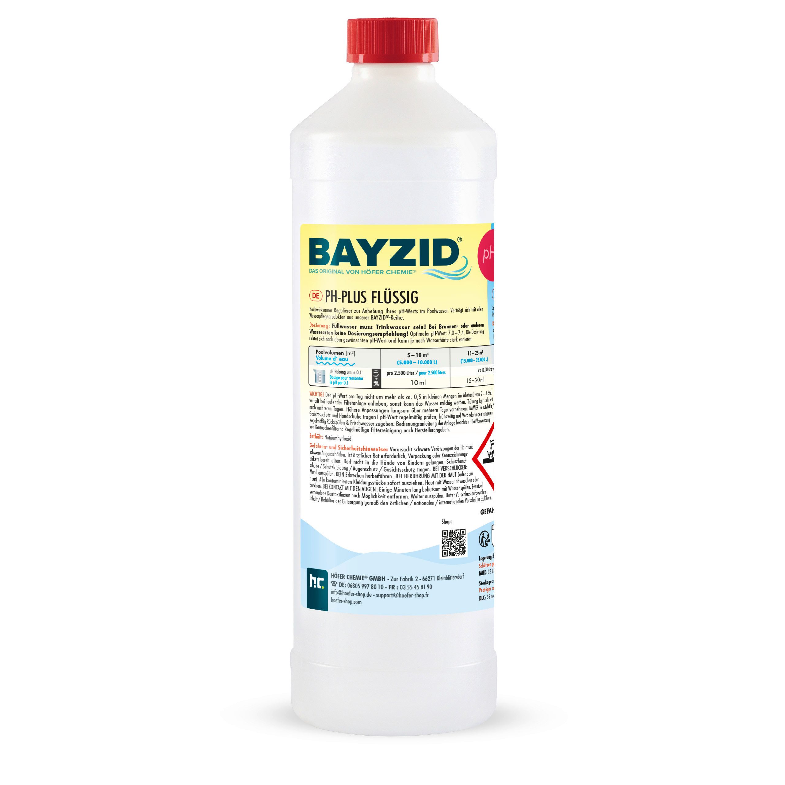Höfer Chemie GmbH Poolpflege 1 kg BAYZID® pH Plus flüssig, Erhöht zuverlässig den pH-Wert im Poolwasser