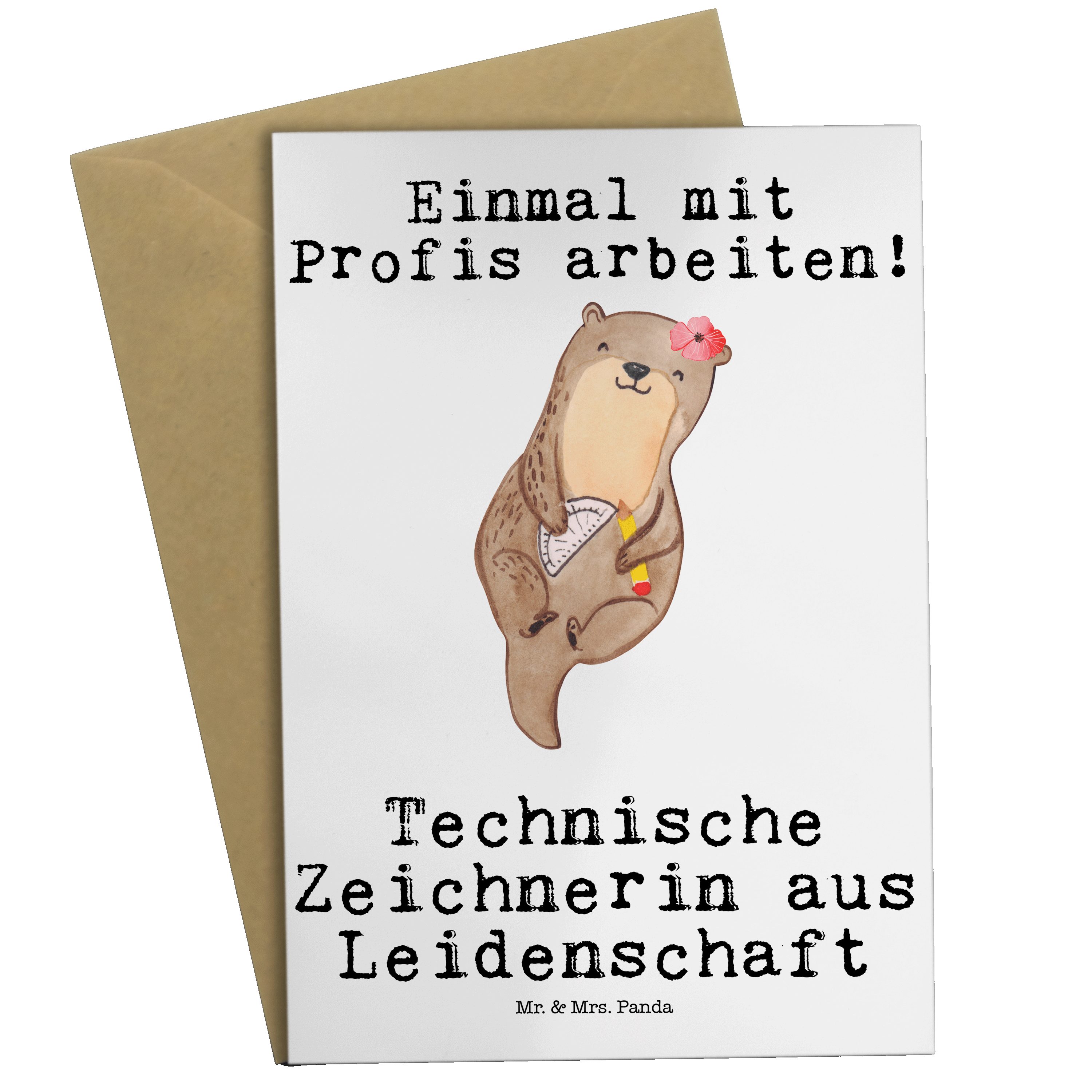 E Technische & Panda aus Grußkarte Mrs. Zeichnerin - - Geschenk, Kollegin, Leidenschaft Weiß Mr.