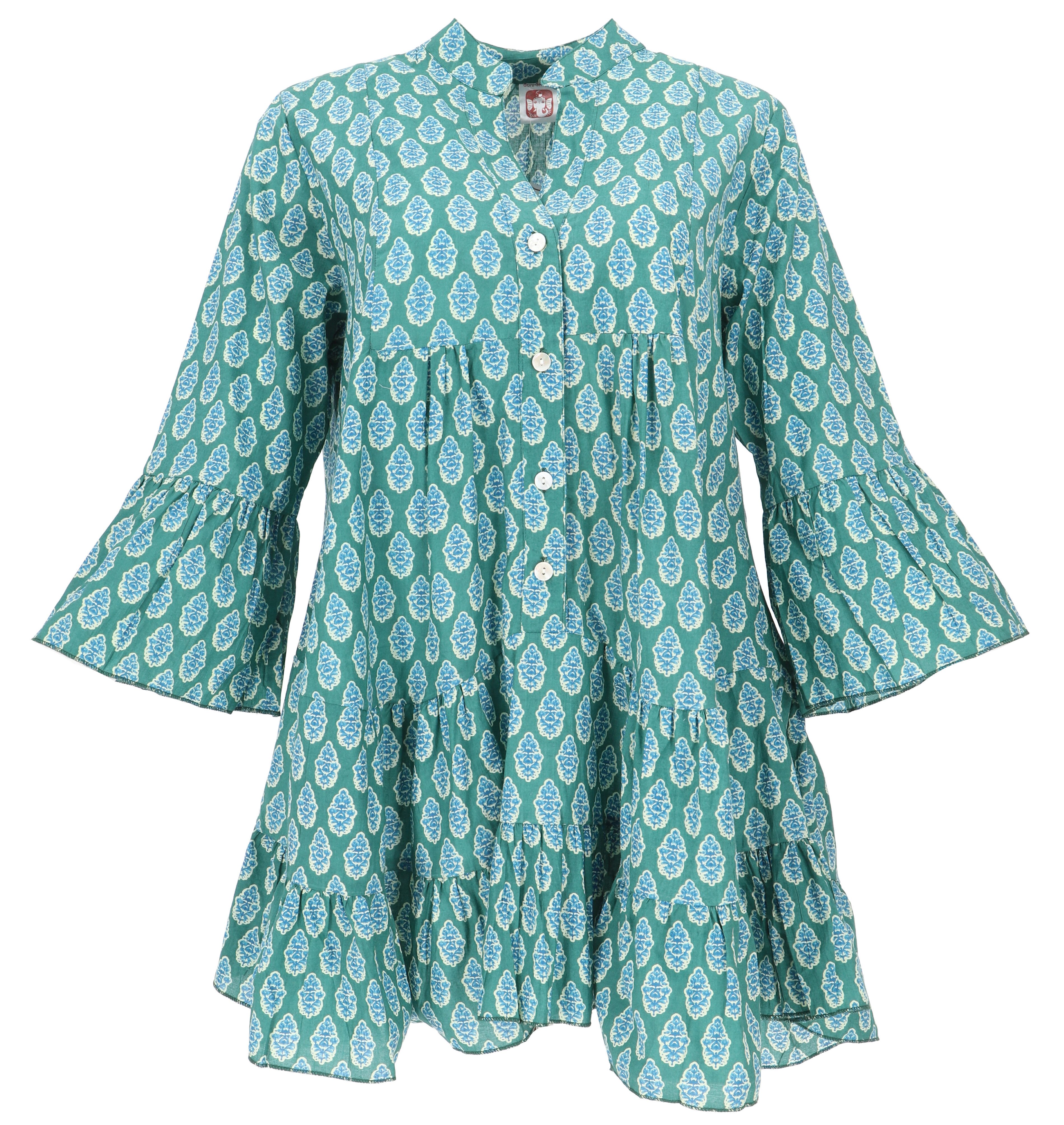 Guru-Shop Midikleid Luftiges Boho Minikleid, plus size Maxitunika,.. alternative Bekleidung