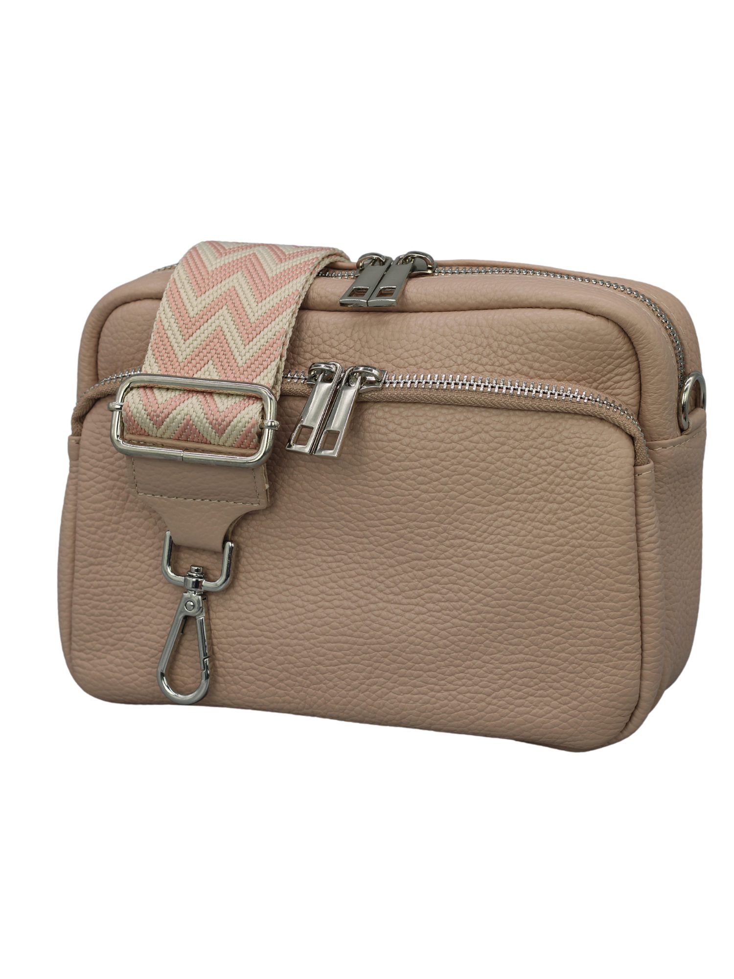 Adel Bags Schultertasche BELLA Umhängetasche für Damen, Schultertasche mit 2 Wechselriemen, echtes Leder, hergestellt in Italien