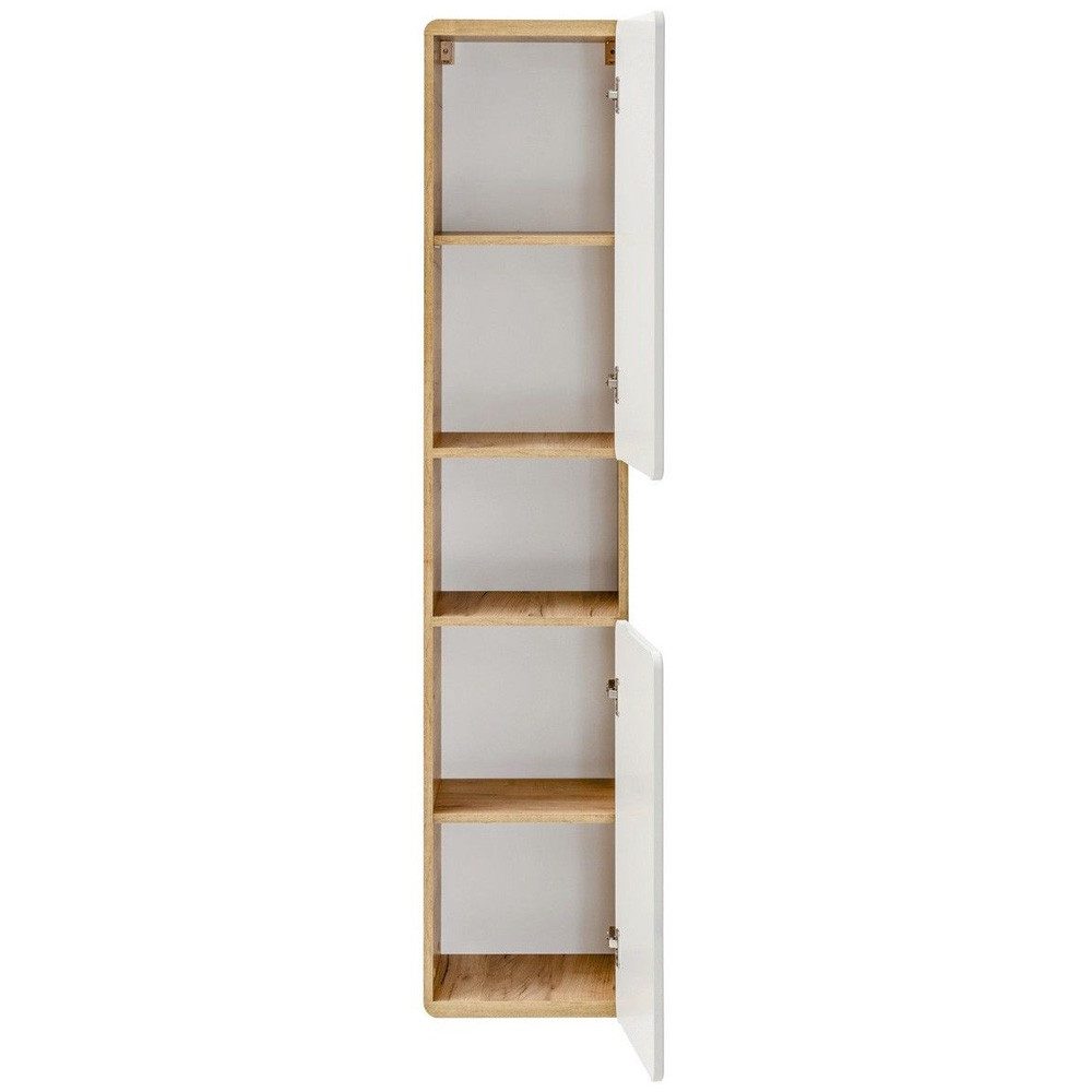 Lomadox Hochschrank LUTON-56 Badmöbel, Wotan Eiche Nb. Nb. Hochglanz weiß, B/H/T 35/170/32 cm