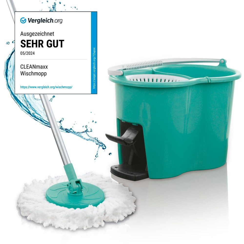 CLEANmaxx Wischmopp Zwei-Kammer-Filtersystem, mit Fußpedal einfach Boden Laminat Parkett Fliesen wischen