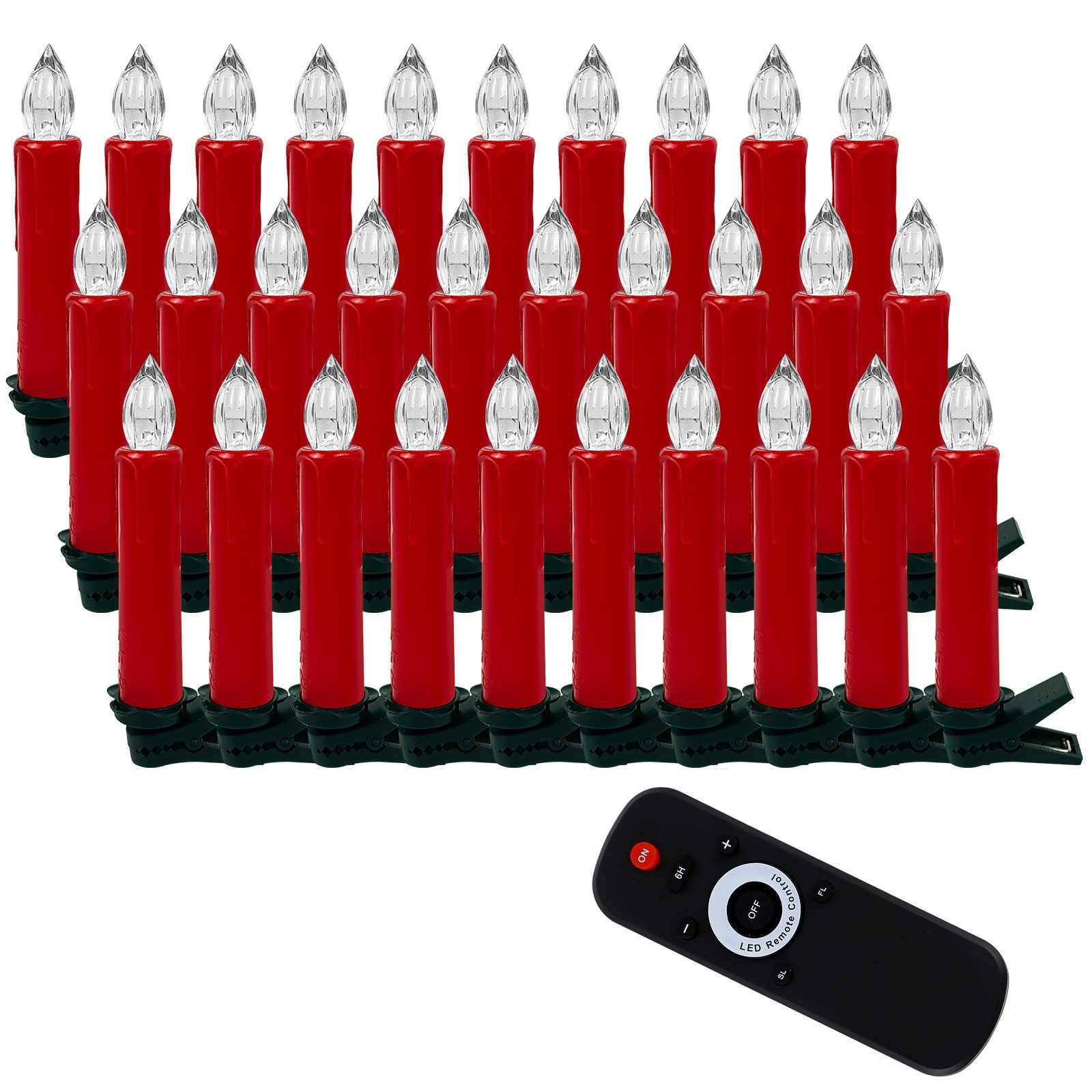 Gotoll LED-Christbaumkerzen CH040_RE 20/30/40er Rot WeinachtsbaumKerzen kab günstig online kaufen