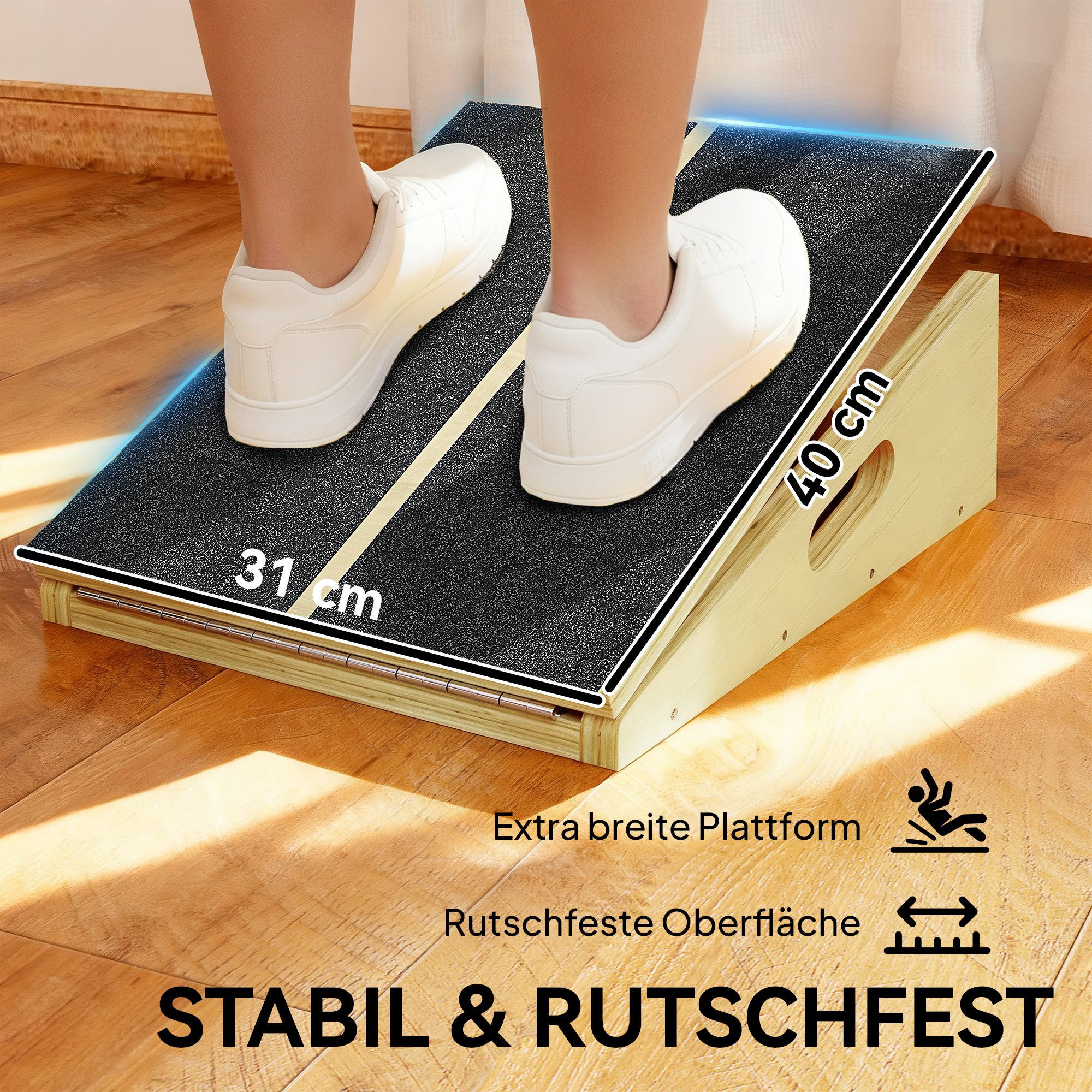 SPORTNOW Balanceboard mit 4 Winkeln, Tragegriff, für Wadenstreckung
