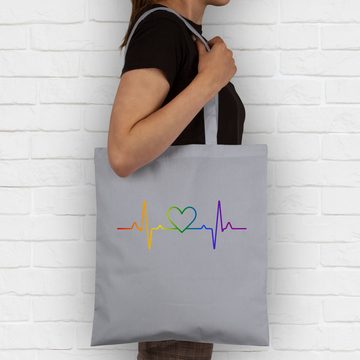 Shirtracer Umhängetasche Herzschlag Regenbogen Pride, LGBT Kleidung