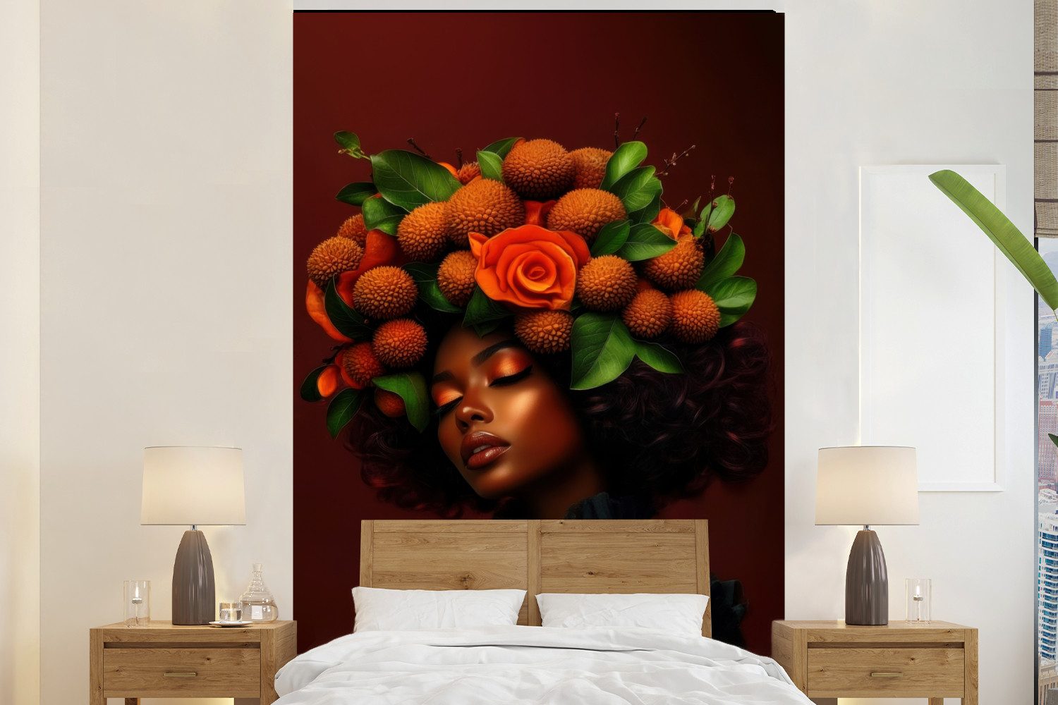 MuchoWow Fototapete Frau - Lychee - exotisch, Matt, bedruckt, Montagefertig Vinyl Tapete, Wandtapete, 145x220 cm