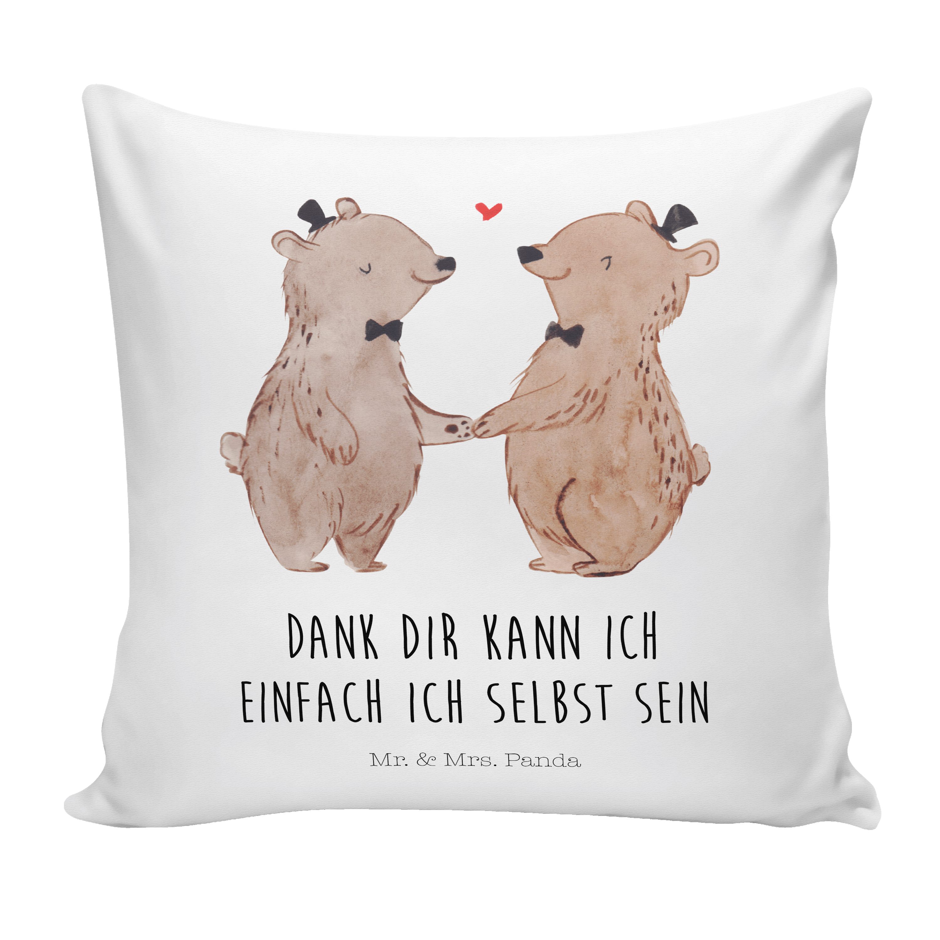 Mr. & Mrs. Panda Dekokissen Bären Pärchen Gay Pride - Weiß - Geschenk, Hochzeitsgeschenke für Bra