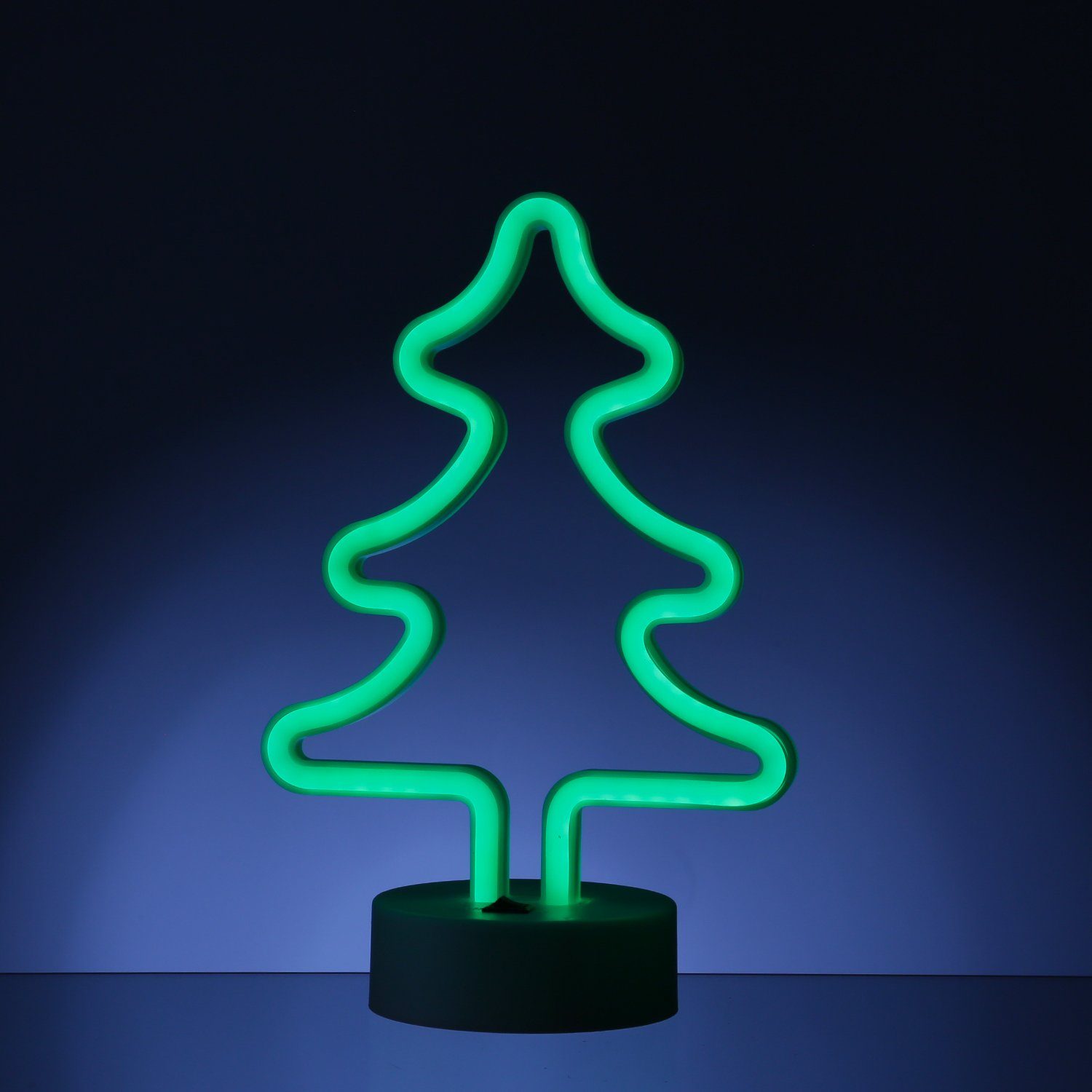 SATISFIRE LED Dekolicht LED Neonlicht TANNENBAUM Neonschild Leuchtfigur USB Batterie 27cm, grün – Bild 4 von 5