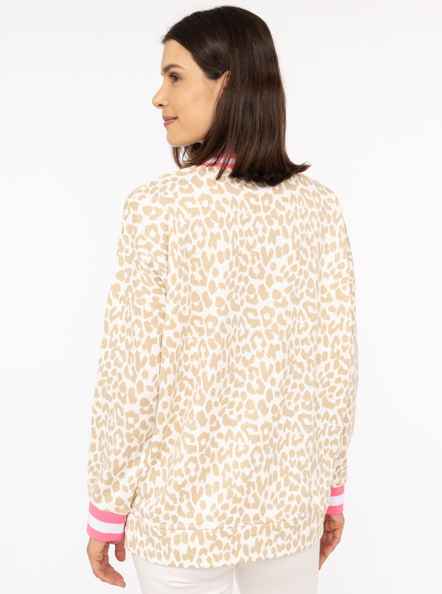 Zwillingsherz Sweatshirt "Leo Pastell" mit V-Ausschnitt, gestreiften Bündch günstig online kaufen