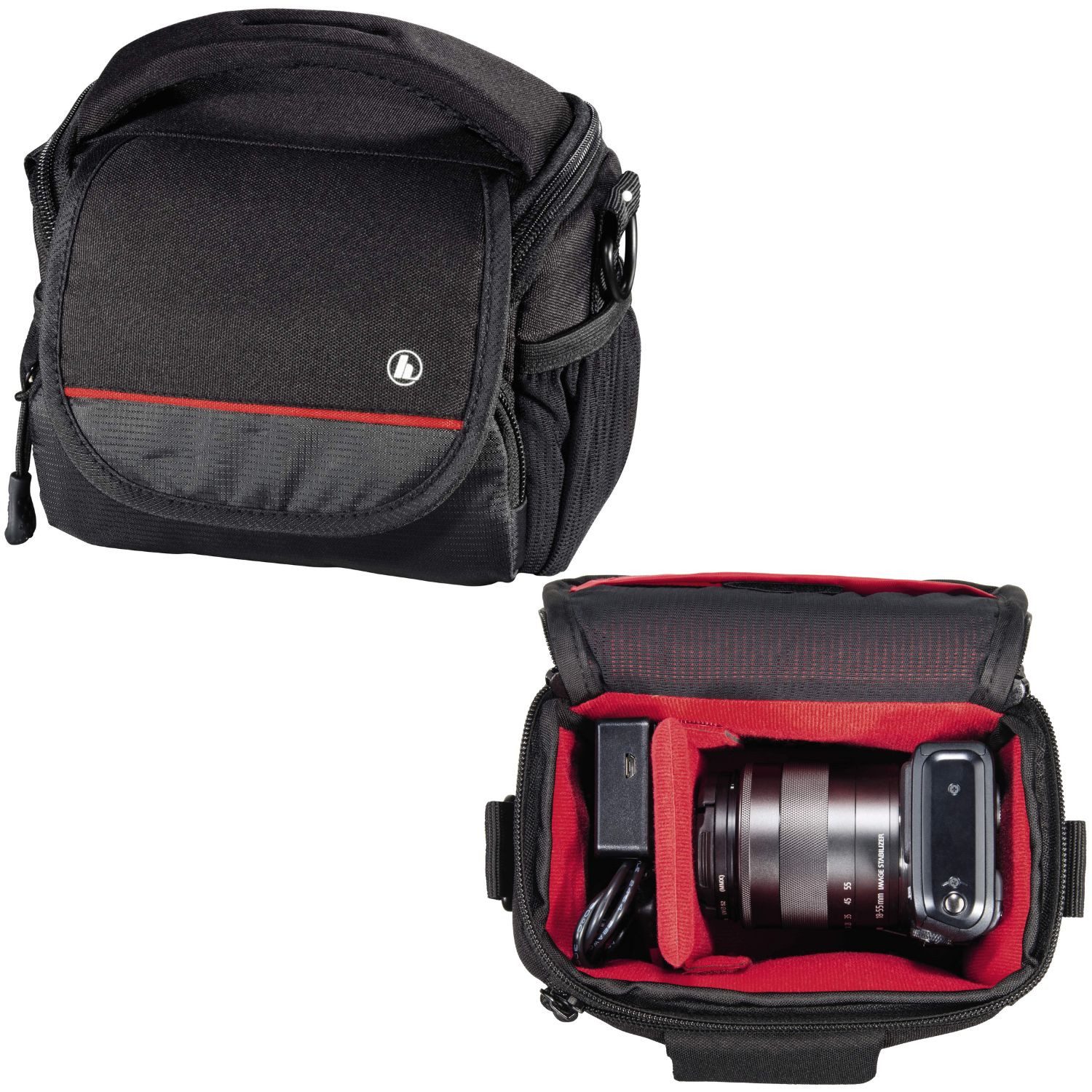 Hama Kameratasche Kamera-Tasche Monterey 100 Foto-Tasche Universal (Set), Case Schultergurt Tragegriff Zubehör-Fächer Systemkamera Digitalkamera