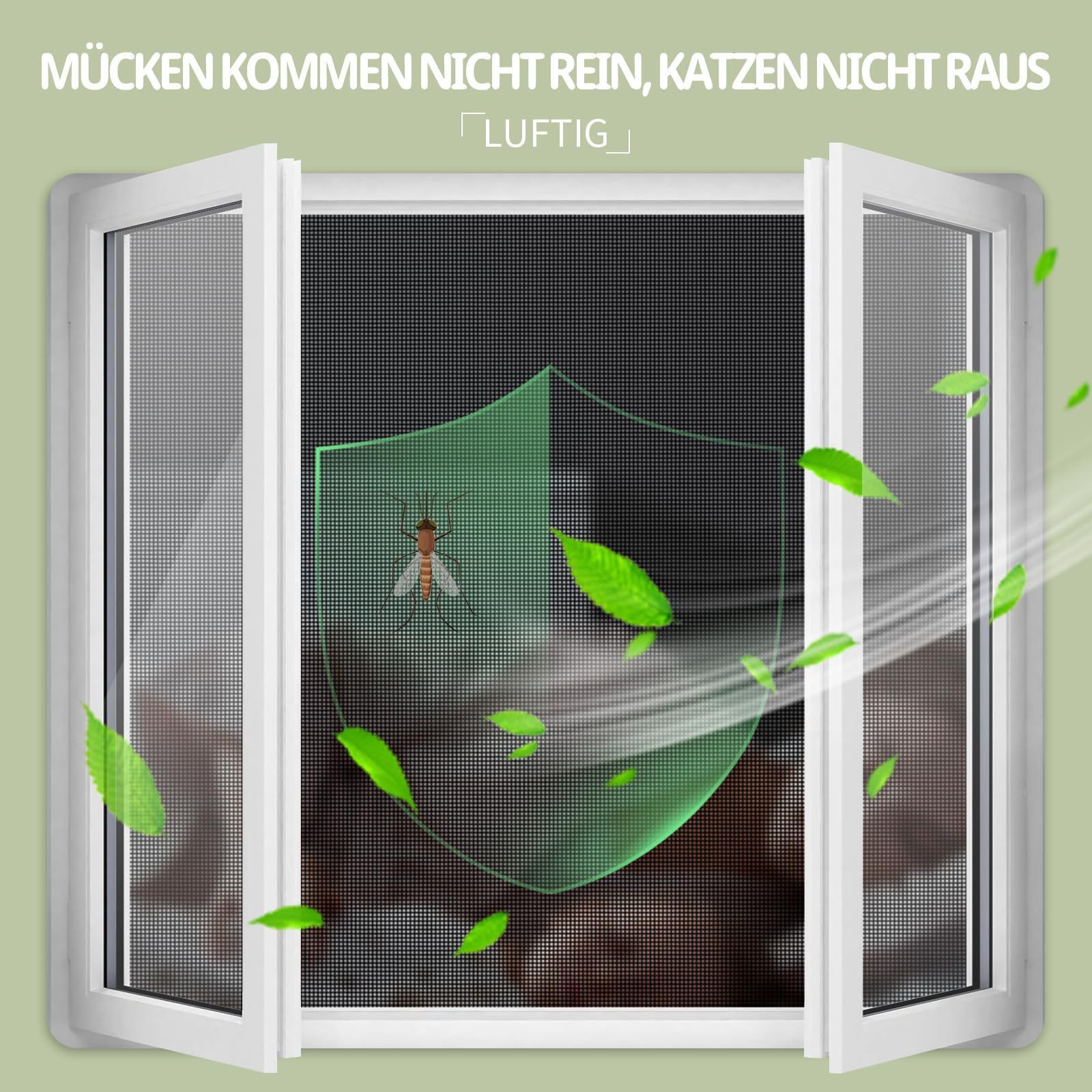 Srvillg Insektenschutz-Fensterrahmen Selbstklebendes Moskitonetz für Fenster Fliegengitter Mit Pollenschutz – Bild 4 von 5
