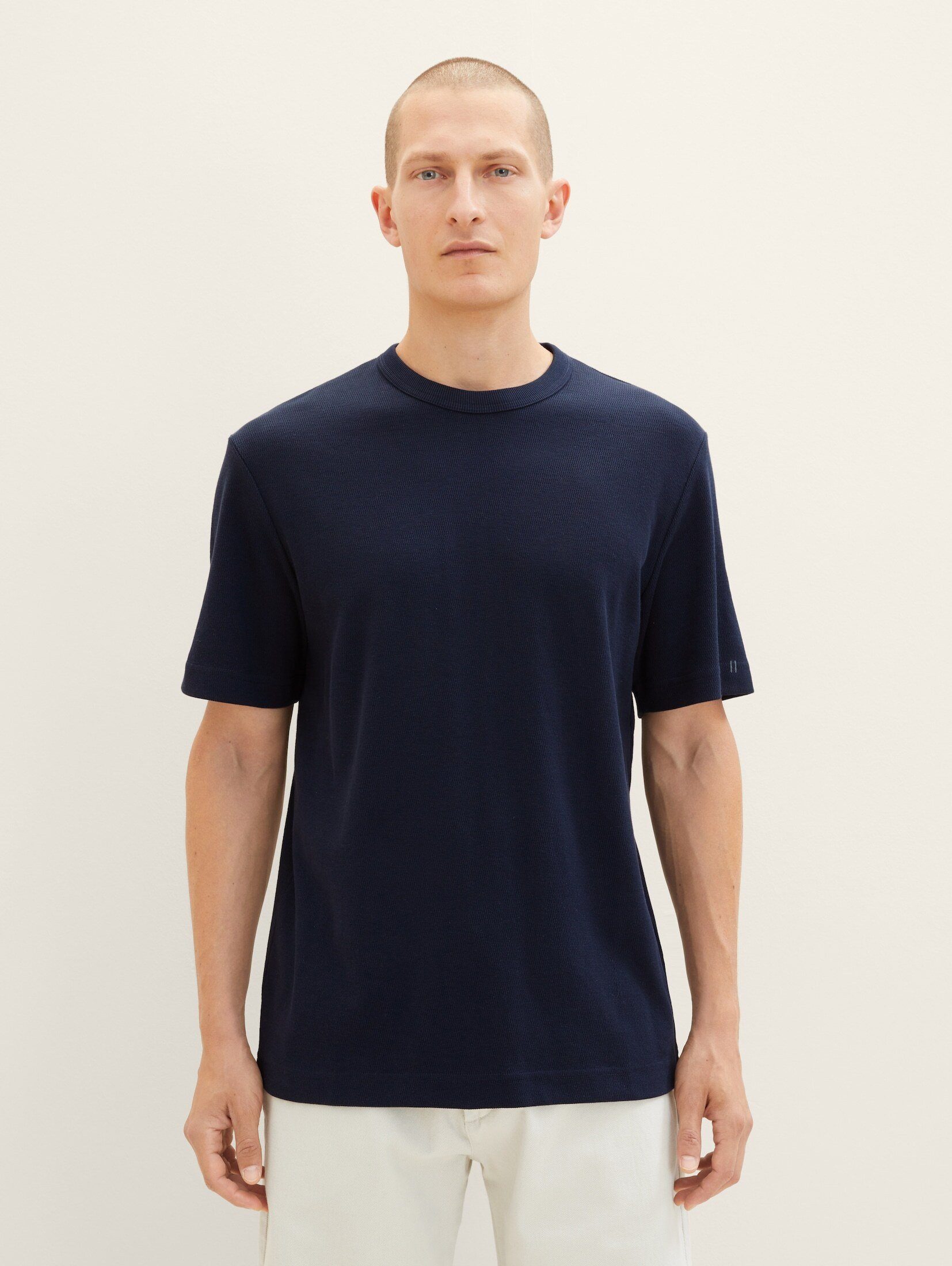 blue Struktur sky TAILOR T-Shirt mit T-Shirt captain TOM