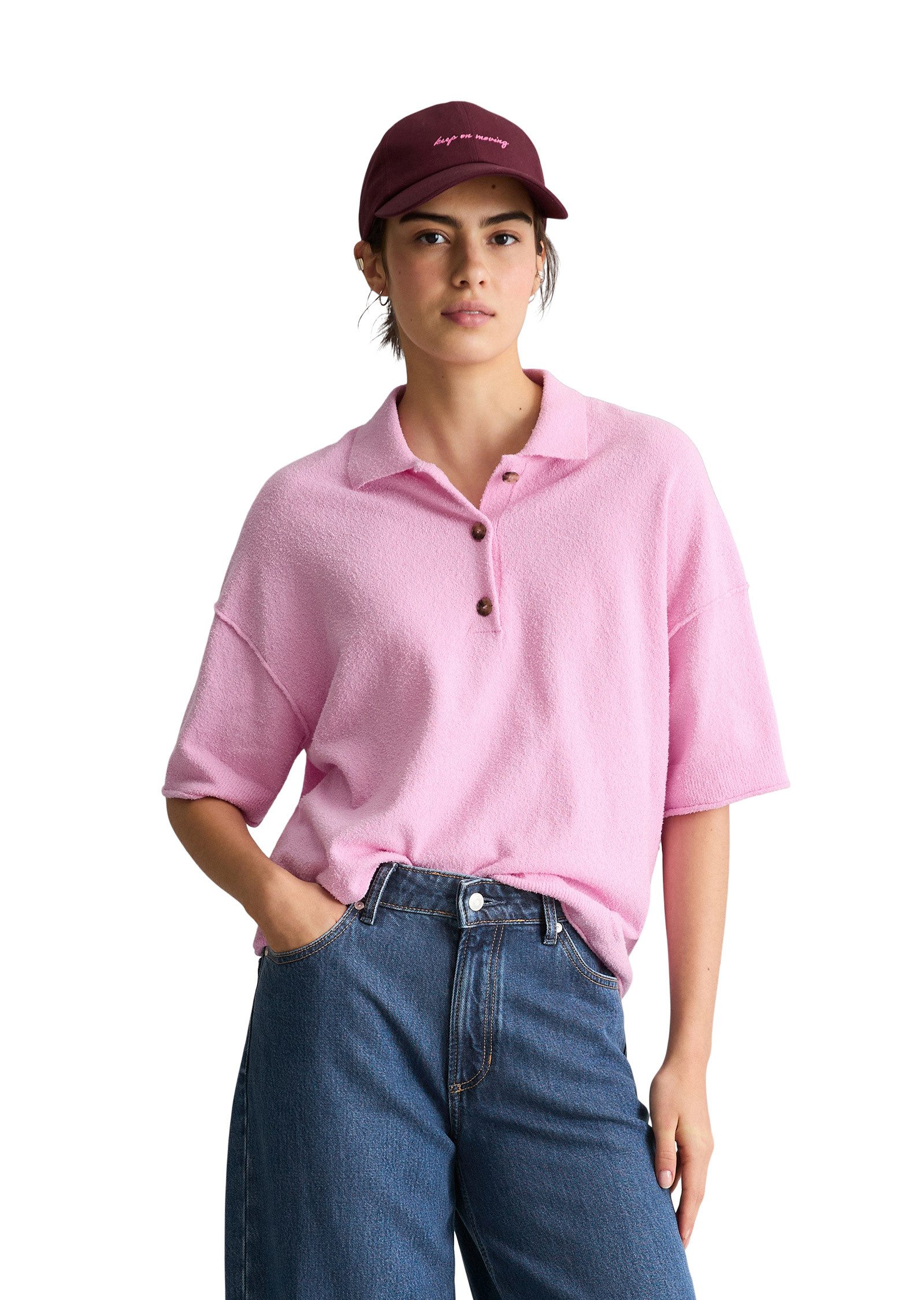 Marc O'Polo DENIM Poloshirt aus Crinkled Organic Cotton-Mix