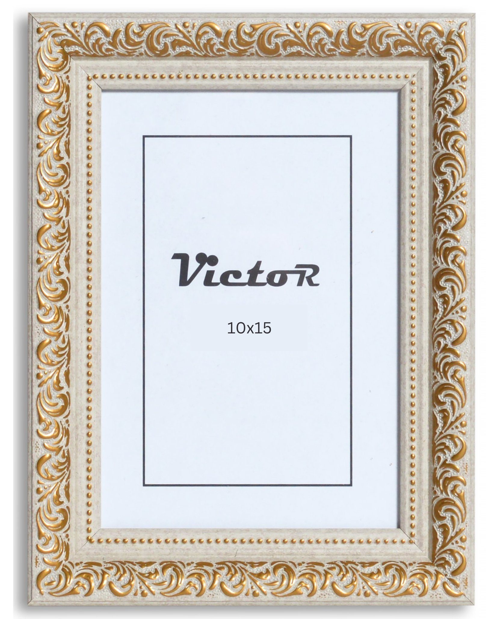 Victor (Zenith) Bilderrahmen Bilderrahmen \"Rubens\" - Farbe: Beige Gold - Größe: 10 x 15 cm, Bilderrahmen 10x15 cm Beige Gold A6, Bilderrahmen Barock, Antik