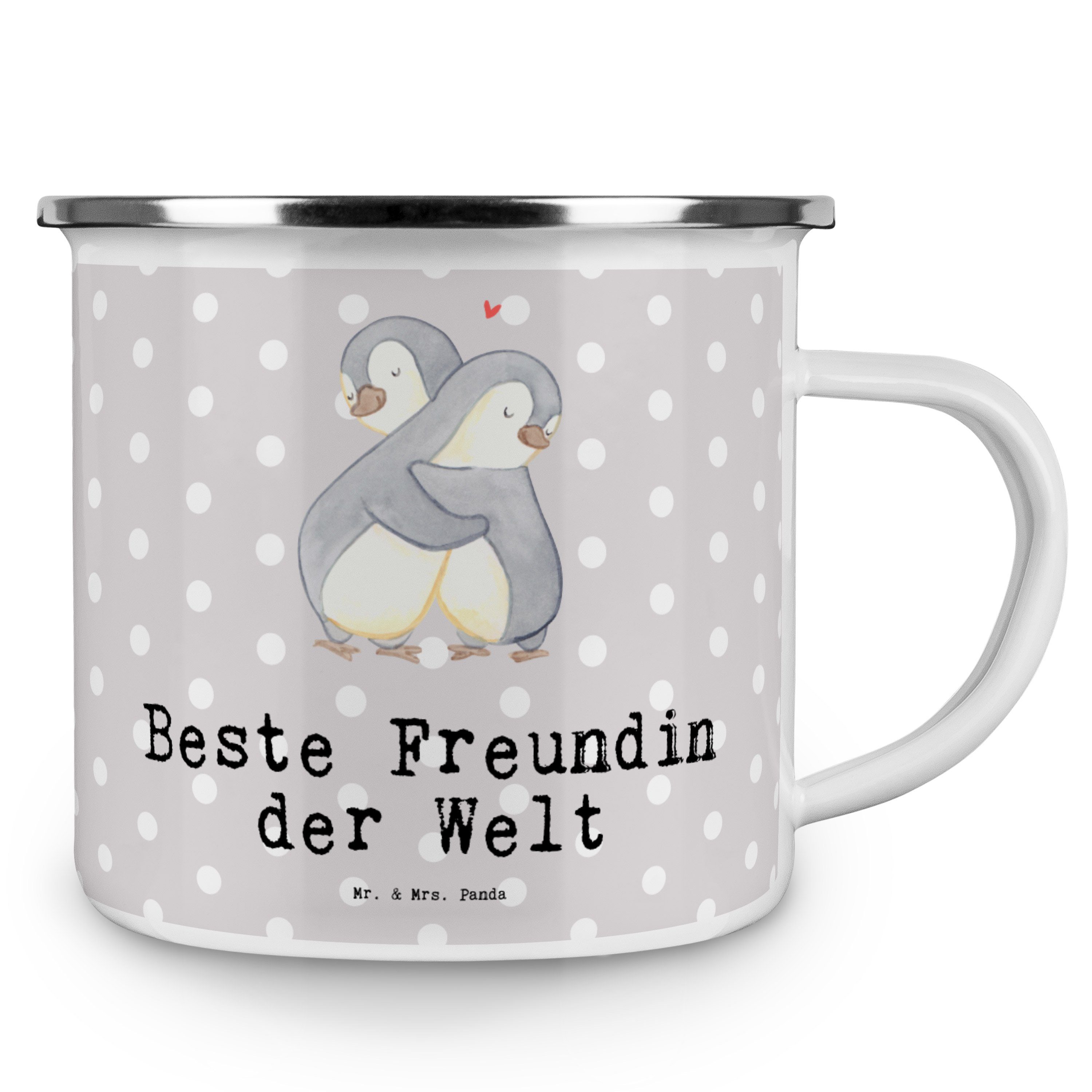 Emaille Panda Mr. Tr, - Welt der Becher Freundin Pinguin & Pastell - Emaille Mrs. Geschenk, Beste Grau