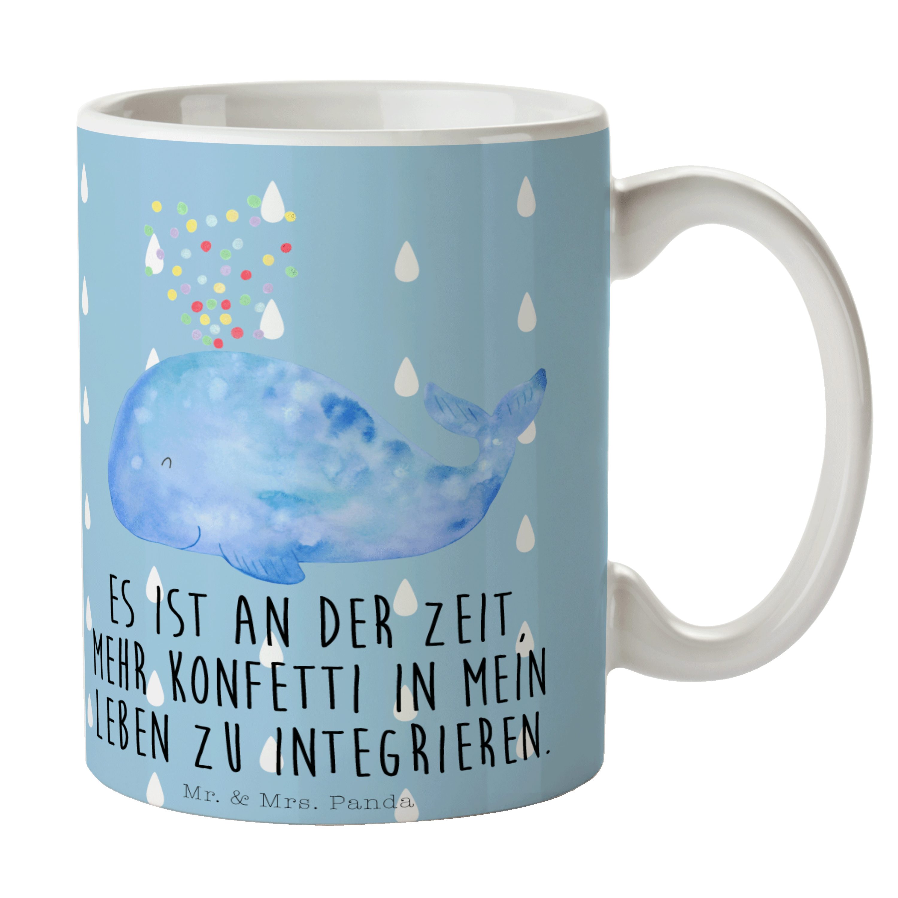 Mr. & Mrs. Panda Tasse - Urlaub, Pastell - Blau Tasse Wal Meer, Geschenk, Sprüche, Konfetti Keramik