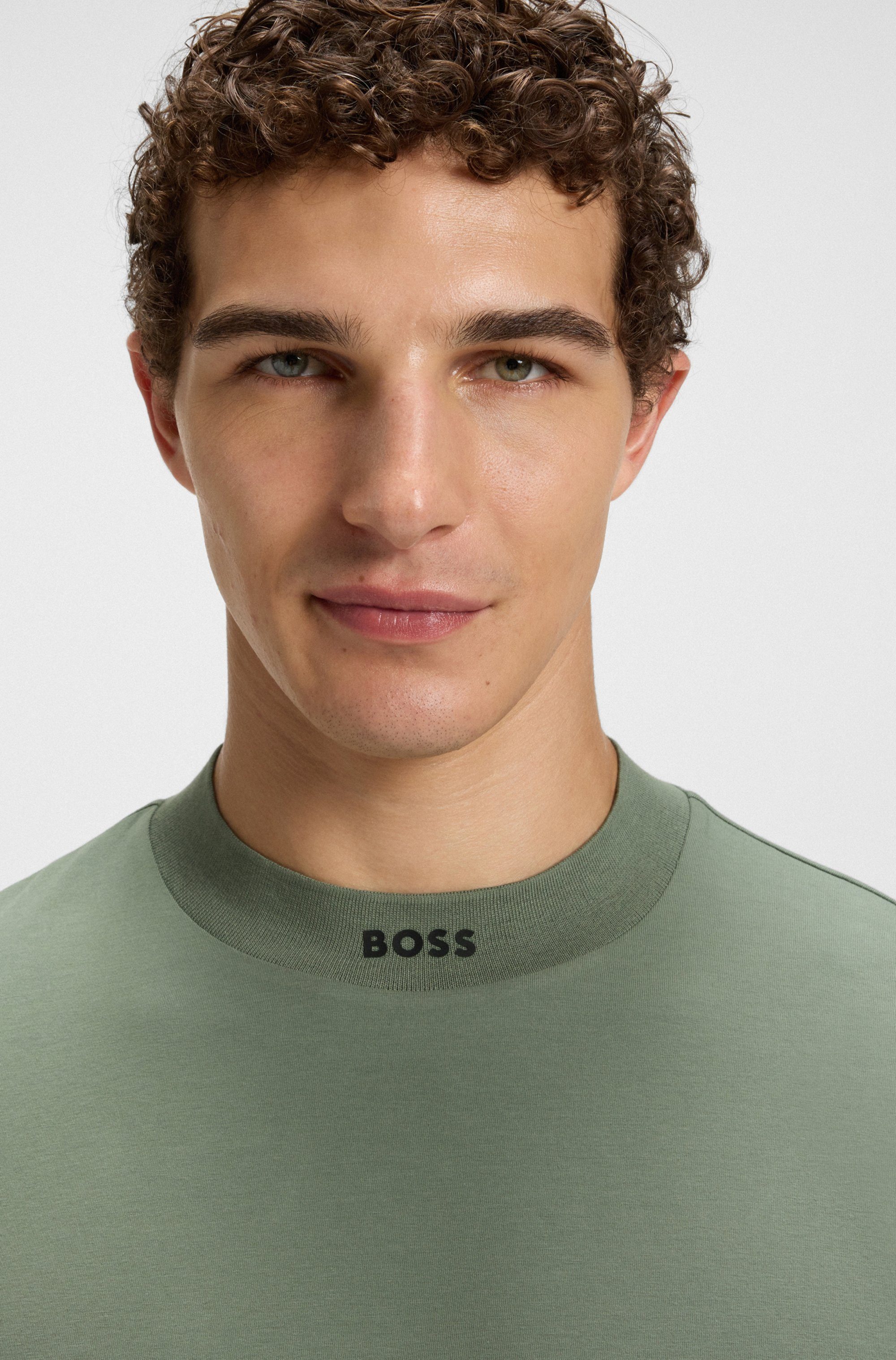 BOSS GREEN T-Shirt Tee Collar Zone mit Logo am Ausschnitt günstig online kaufen