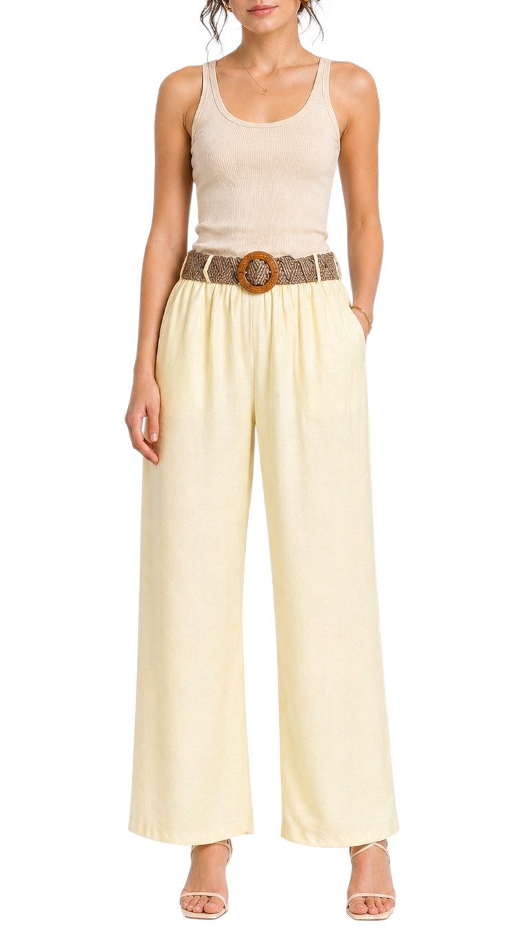 Mississhop Paperbag-Hose Damen Palazzo Hose – leichte Sommerhose mit Gürtel S/M, Art.2562