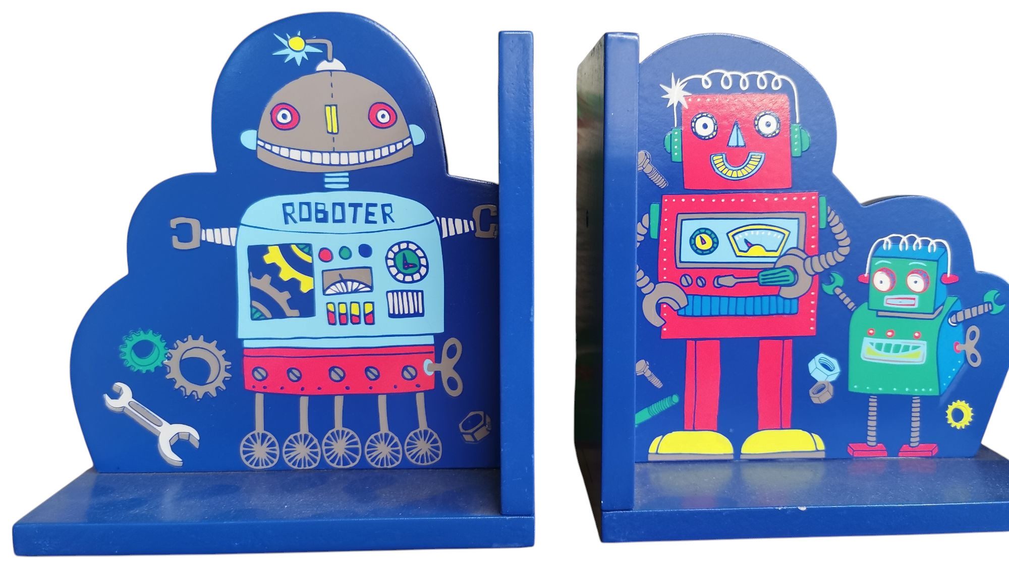 Moses. Verlag Buchstütze Kinder-Buchstützen-Set Roboter - Dekoration fürs Kinderzimmer (Buchstützen-Set, 2er Set)