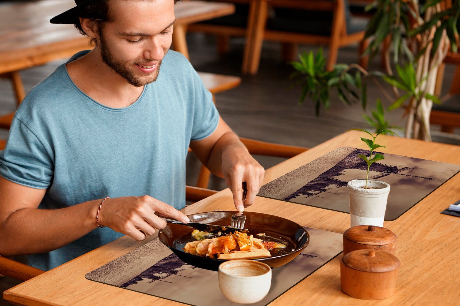 (6-St), Platzset, Schmutzabweisend Wasser - Tischmatten, Platzset, Platzmatte, MuchoWow, Mühlen - Niederlande, Platzdecken,