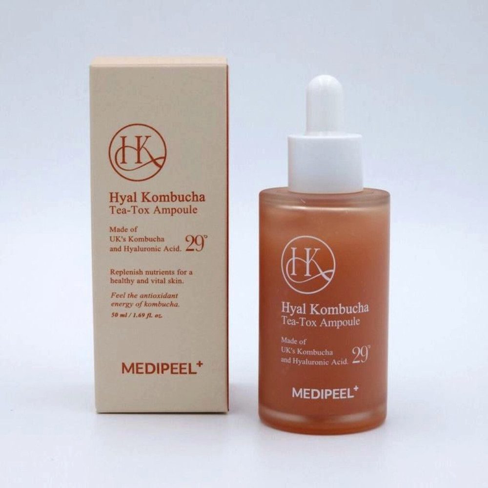 Medi-Peel Gesichtsserum MEDI-PEEL, Hyal Kombucha Tea-Tox Ampoule - 50 ml, Entgiftende Kombucha-Hyaluron-Ampulle für müde Haut