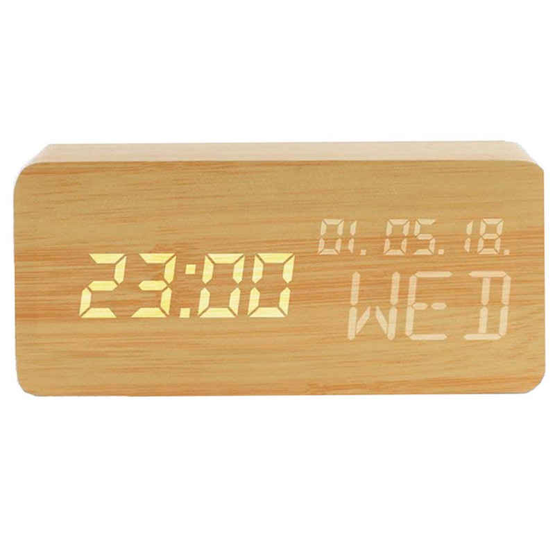 GelldG Wecker »Digitaler Wecker LED Holz Wecker Uhr Reisewecker mit 3 Alarmen/Temperaturanzeige/3 Helligkeit«