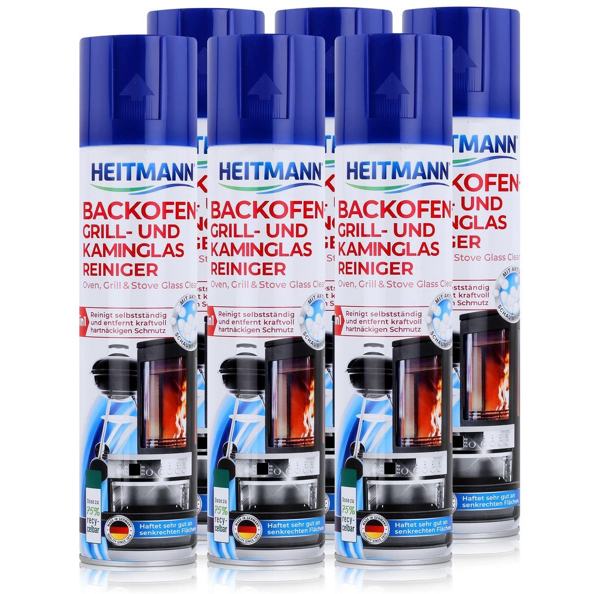 HEITMANN Heitmann Backofen-Grill und Kaminglas Reiniger 400ml - Löst Schmutz (6 Spezialwaschmittel