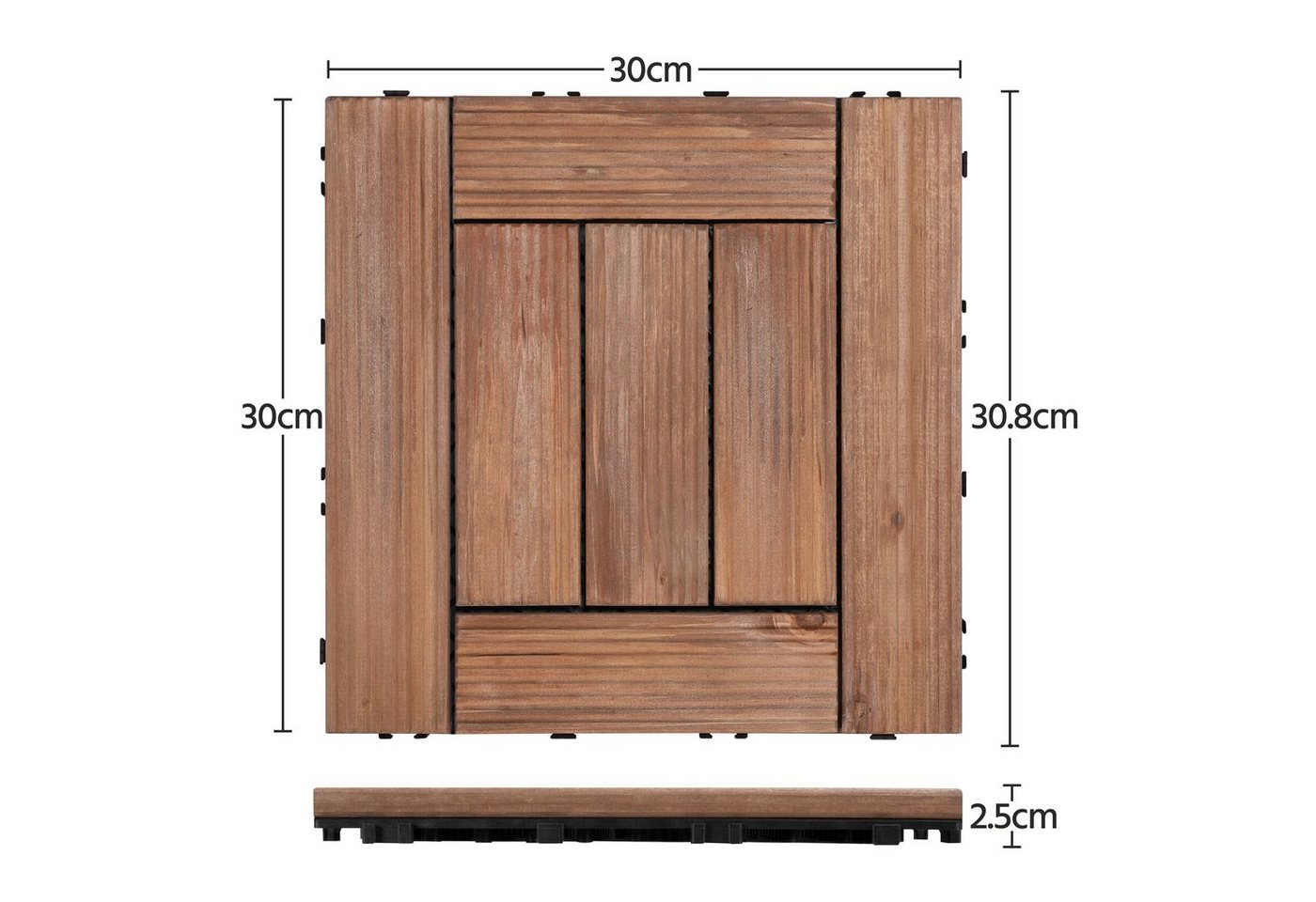 Thumbnail - Yaheetech Holzfliesen, 27 Stück 30x30cm Terrassenfliesen Set