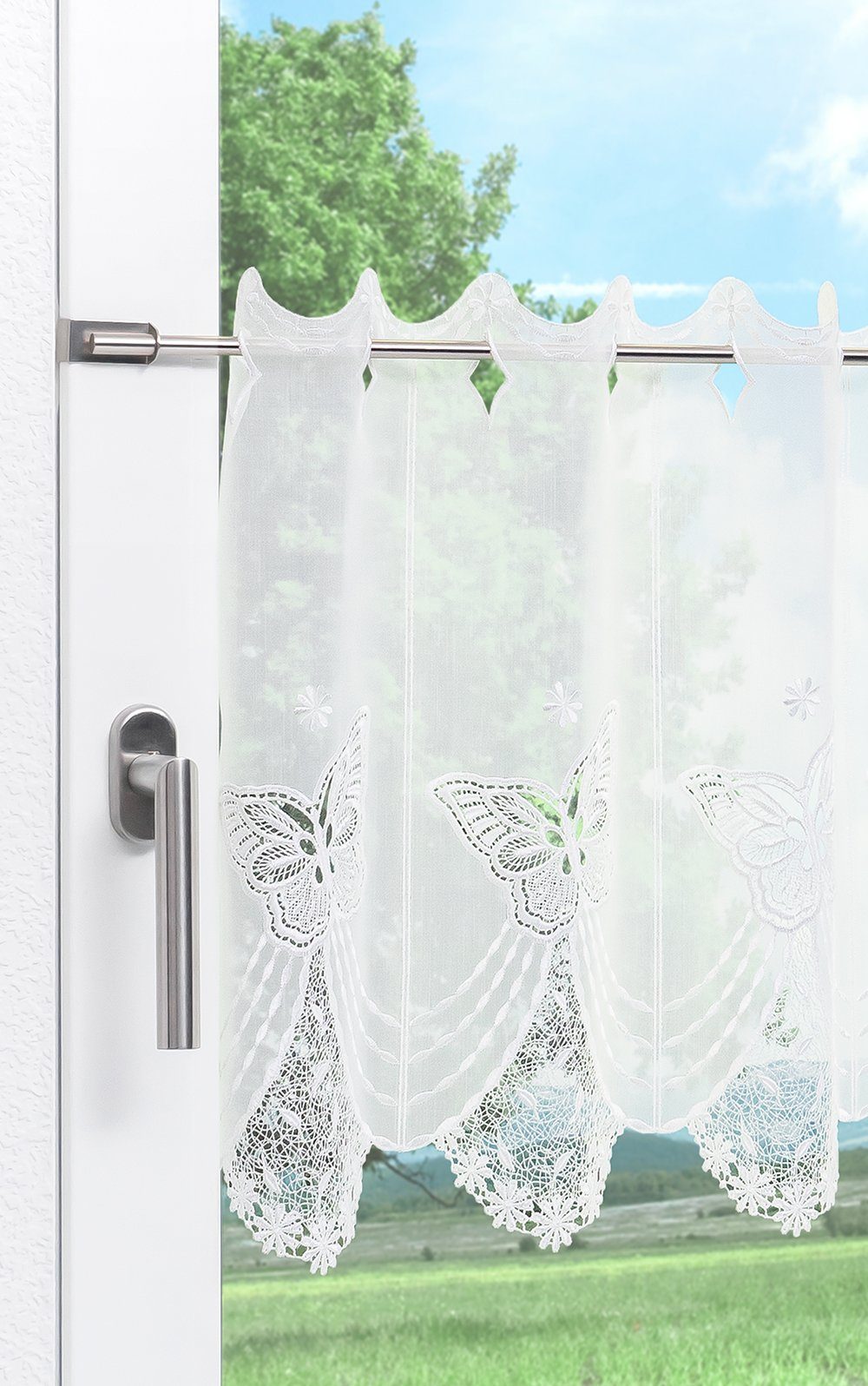 Plauener Spitze® Scheibengardine Tamar (1 St), transparent, HxB 47x48cm – Bild 4 von 4
