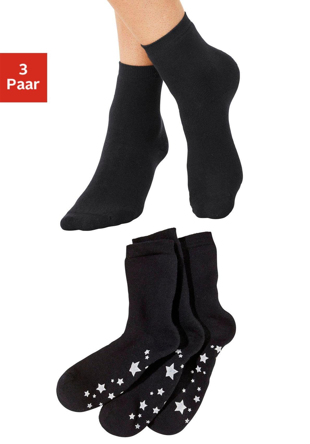 Einkaufen genießen Lavana ABS-Socken (Set, 3-Paar) Antirutschsohle im mit Sterndesign