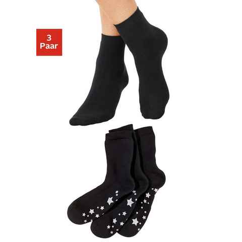 Lavana ABS-Socken (Packung, 3-Paar) mit Antirutschsohle im Sterndesign