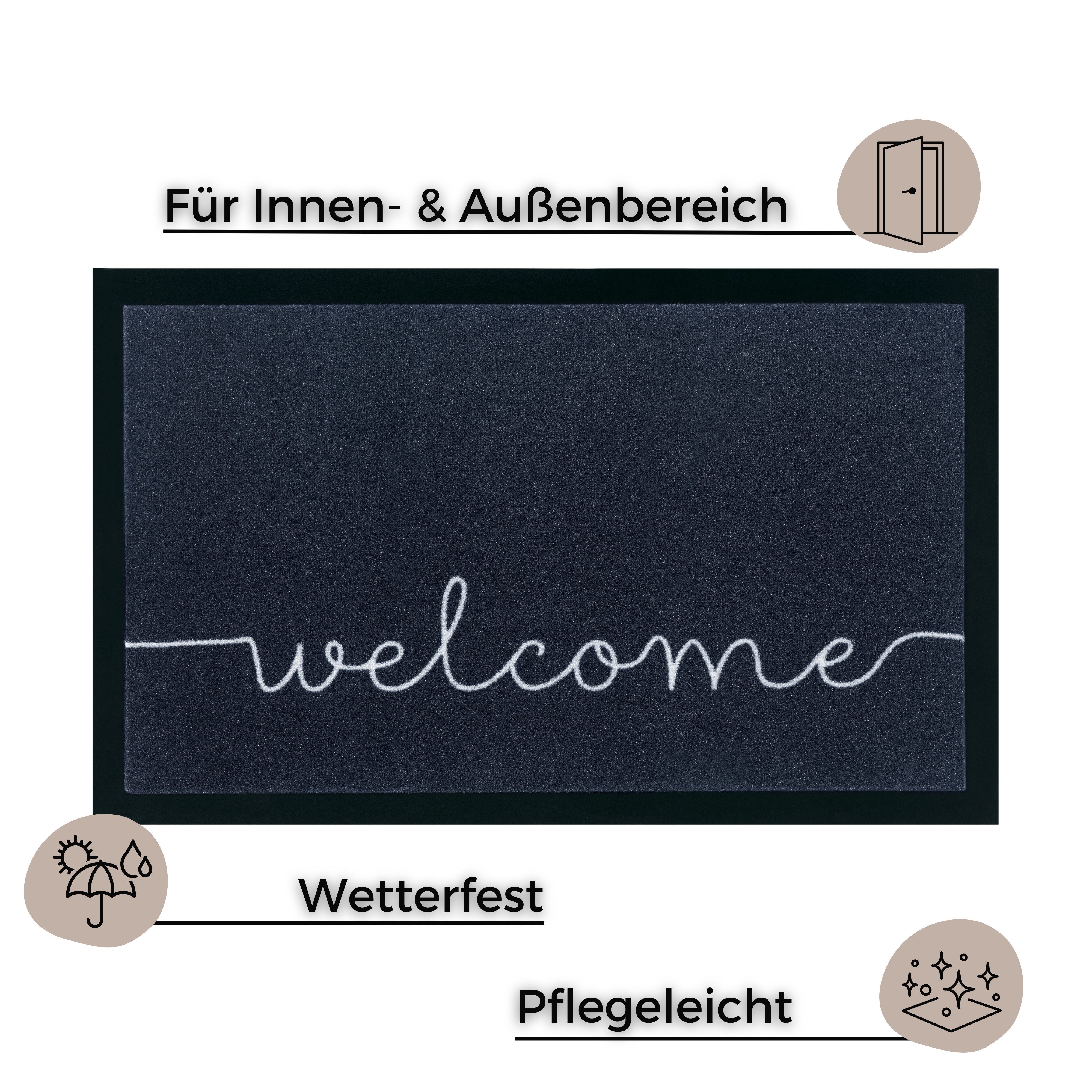 HANSE Home Fußmatte Cozy Welcome, Türmatte, rechteckig, Höhe: 5 mm, Waschbar, Schmutzfangmatte, Outdoor, Innen, Rutschfest, Wetterfest – Bild 2 von 5