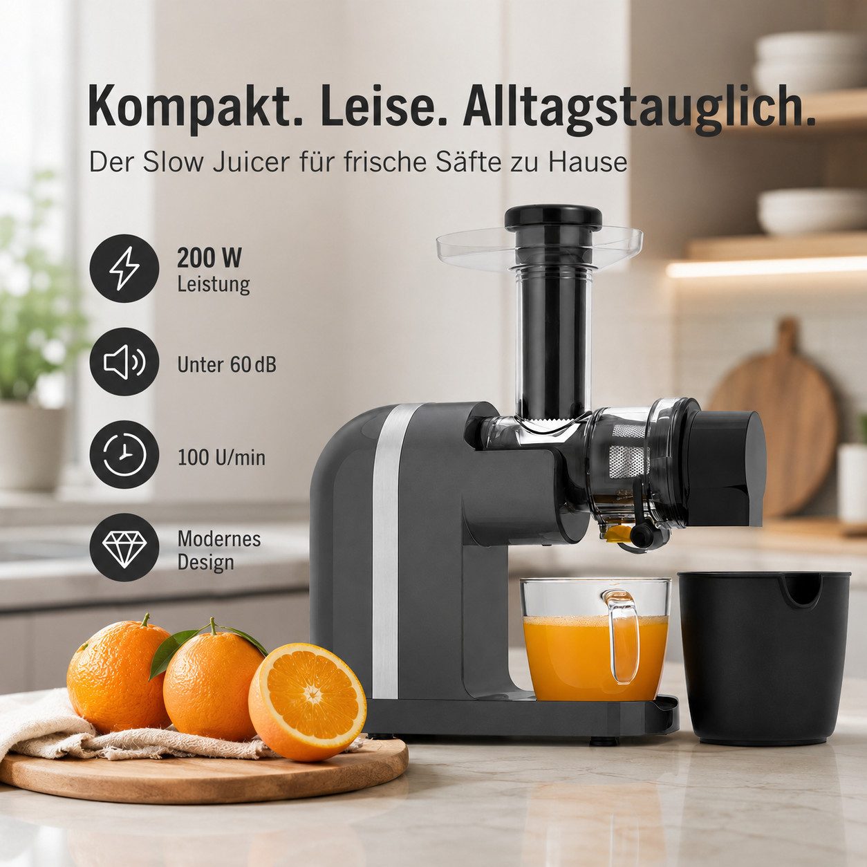 Greatfinds Slow Juicer, 200 W, 7-Stufen-Schnecke für klare, saubere Safttrennung