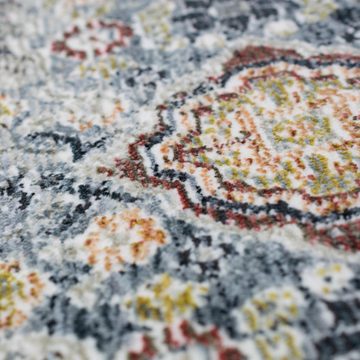 Teppich Klassisch Eleganter Vintage Teppich mit 6 Ornamenten & Fransen creme mehrfarbig, Teppich-Traum, rechteckig, Höhe: 7 mm