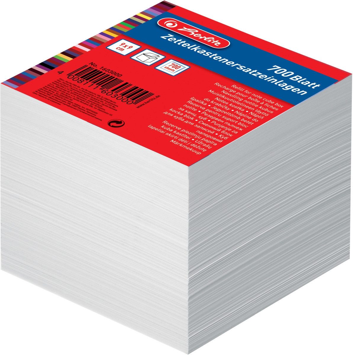 Notizzettel Zettelkasteneinlage 9x9cm 700 Blatt weiß