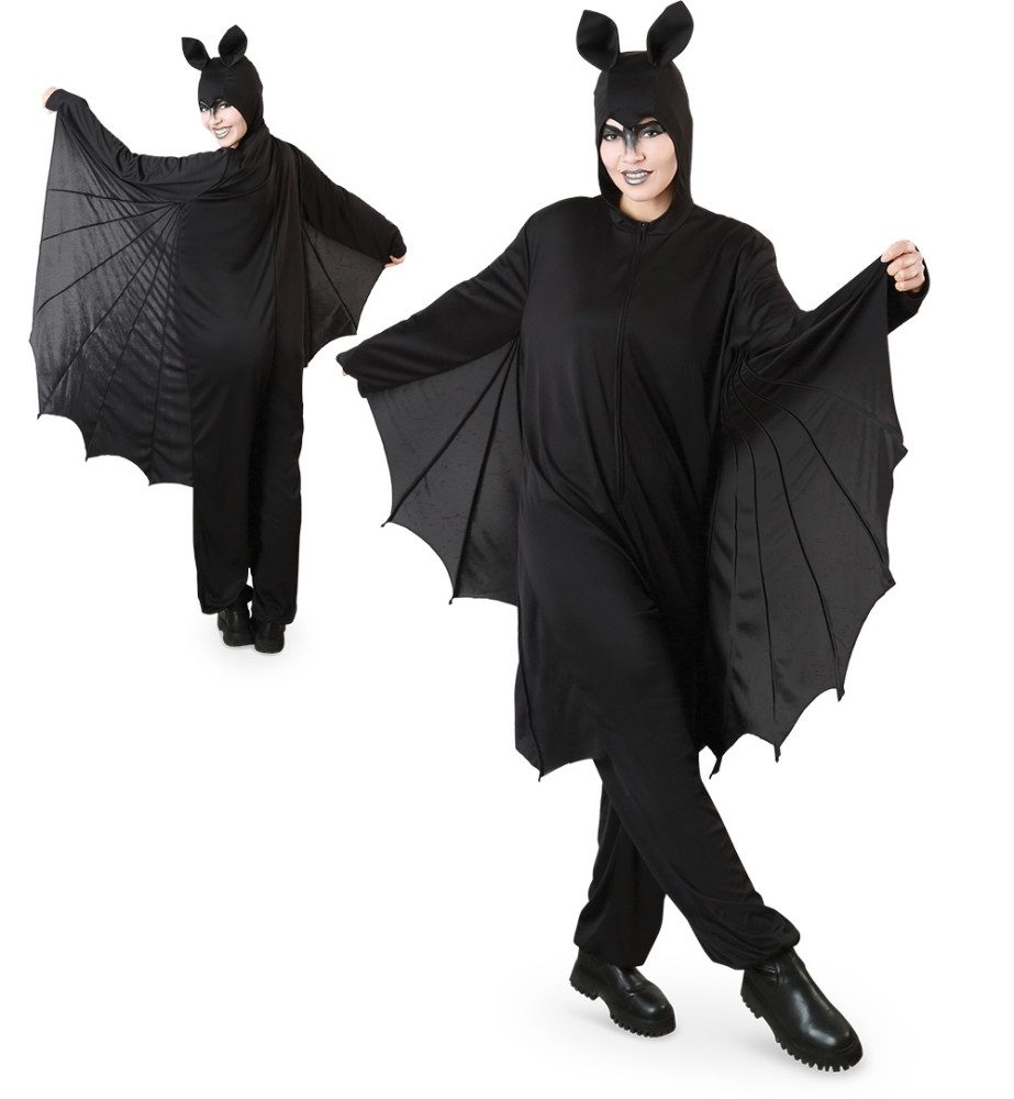 Kostüm Fledermaus Kostüm mit Flügel & Kapuze Universal passend Halloween