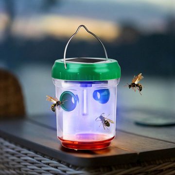 Grundig Wespennestattrappe Wespen und Mückenfalle Insektenfalle Wespenabwehr Wespenschutz, (3-St), Kunststoff, mit 2 Öffnungen und LED Solar Licht