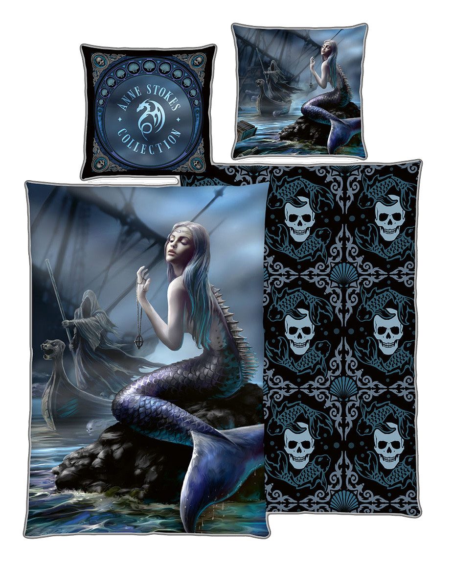 Figuren Shop GmbH Bettwäsche Bettwäsche Meerjungfrau - Siren by Anne Stokes Fantasy Reaper Bettzeug, Baumwolle