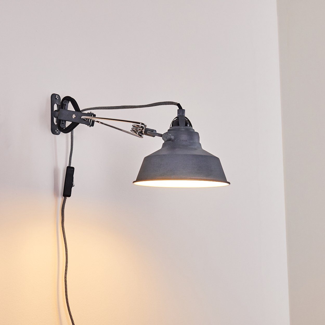 Leuchte Vintage Wand Flur Schlaf Wohn Zimmer Schalter Lampe Wandleuchte grau hofstein