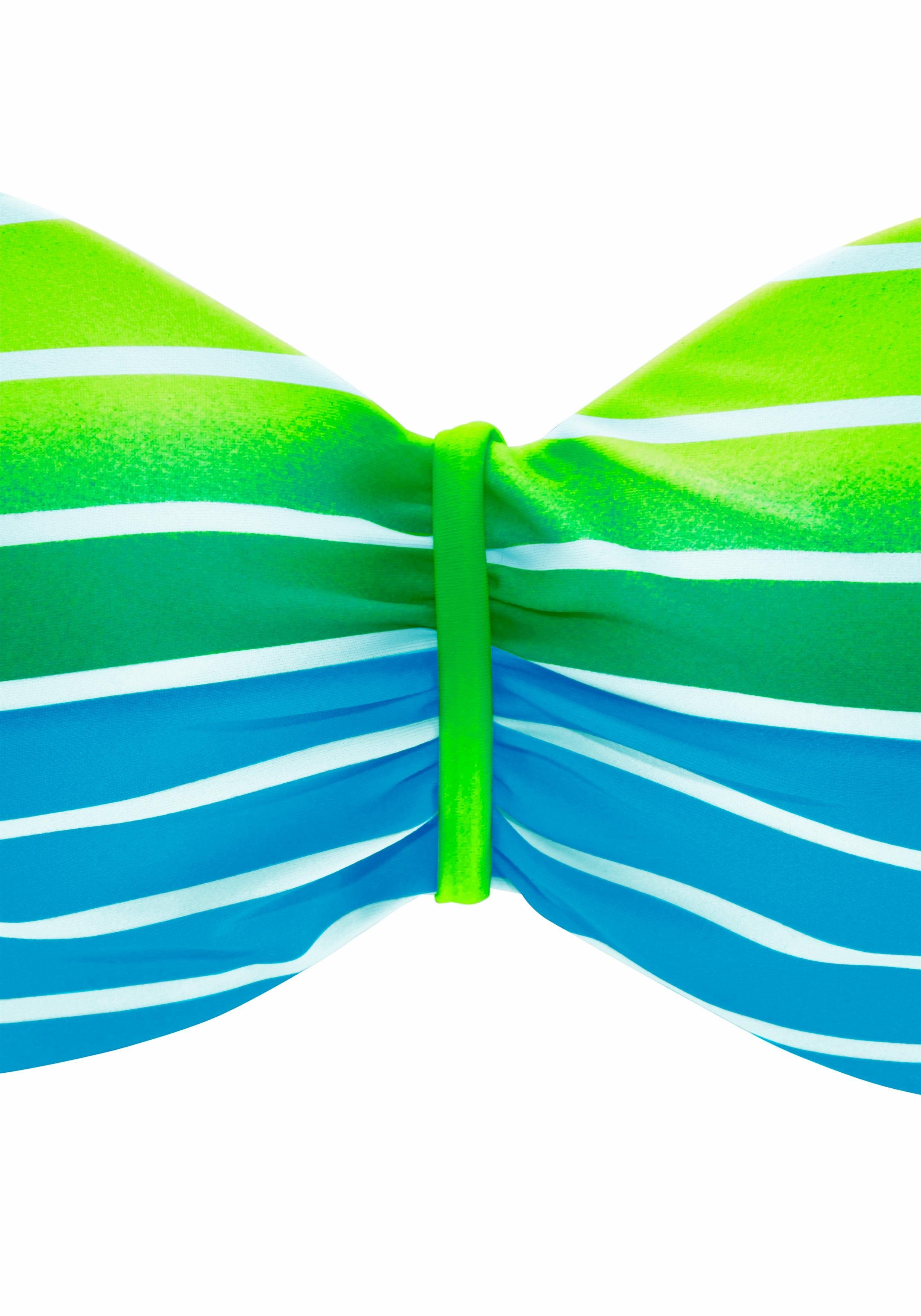 Bügel-Bandeau-Bikini trendigen Venice Streifen-Look im türkis-gestreift Beach