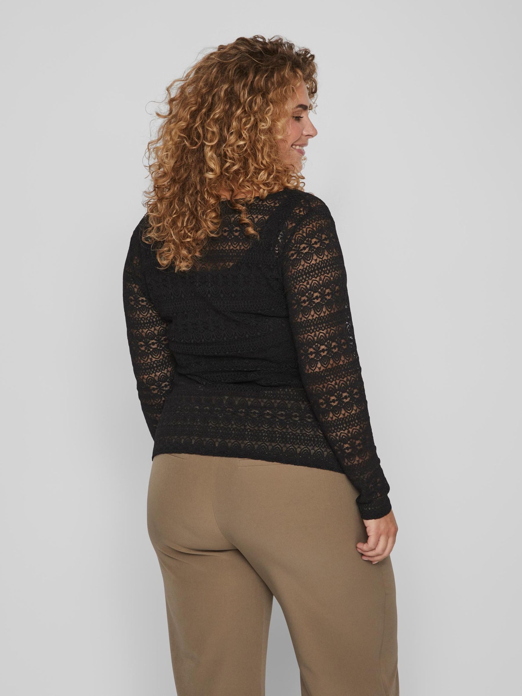 Vila Blusenshirt Transparente Langarm Gestricktes Übergrößen VICHIKKA für VICHIKKA V-NECK L/S TOP/CUR - NOOS