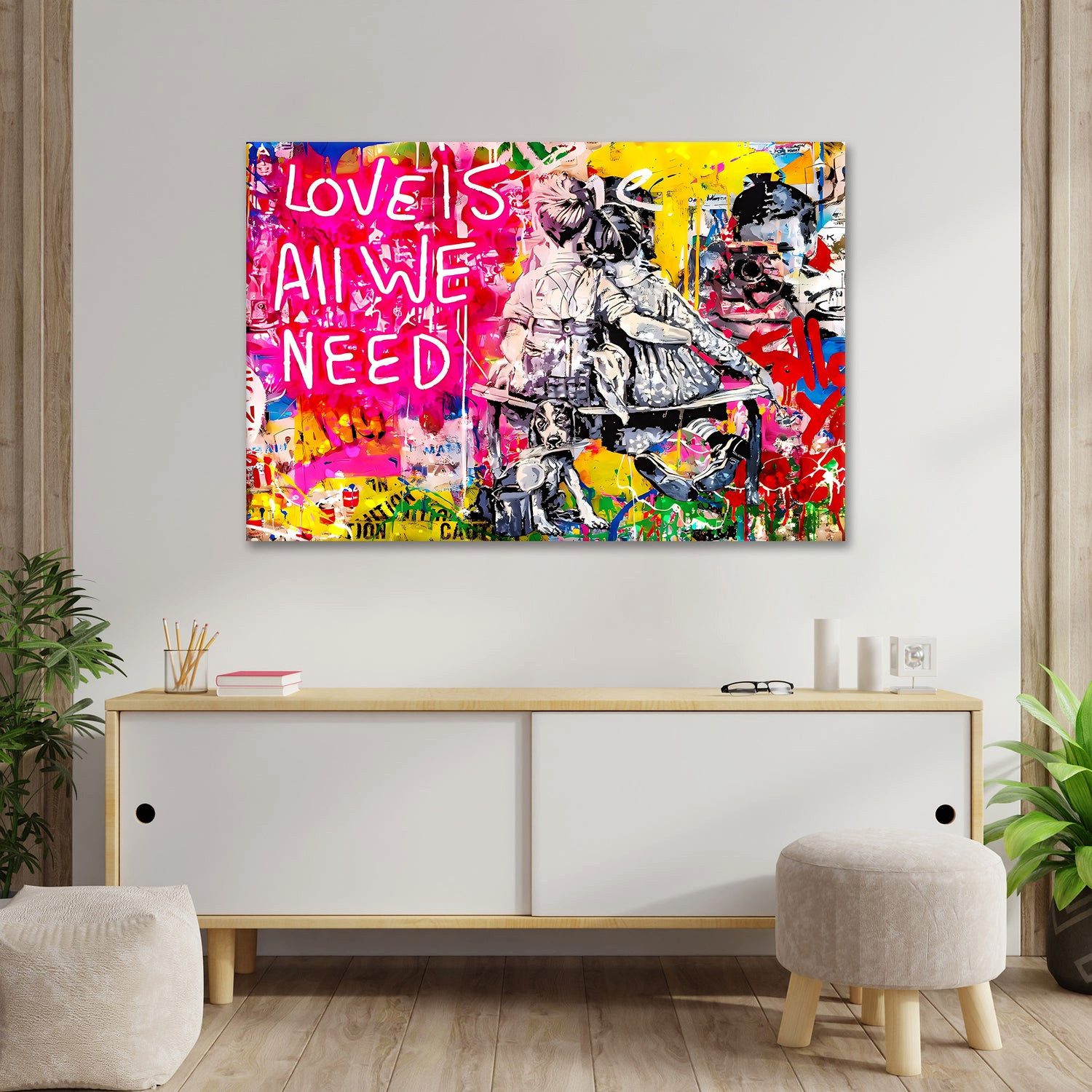 Artedinoi Leinwandbild Pop Art Street Wandbild Leinwandbild Deko Kunst XL